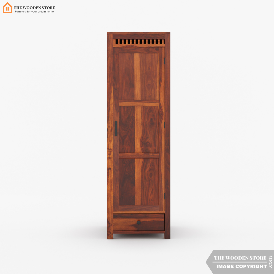 Donald 3 Door Multi-Utility Wardrobe (Honey Finish)