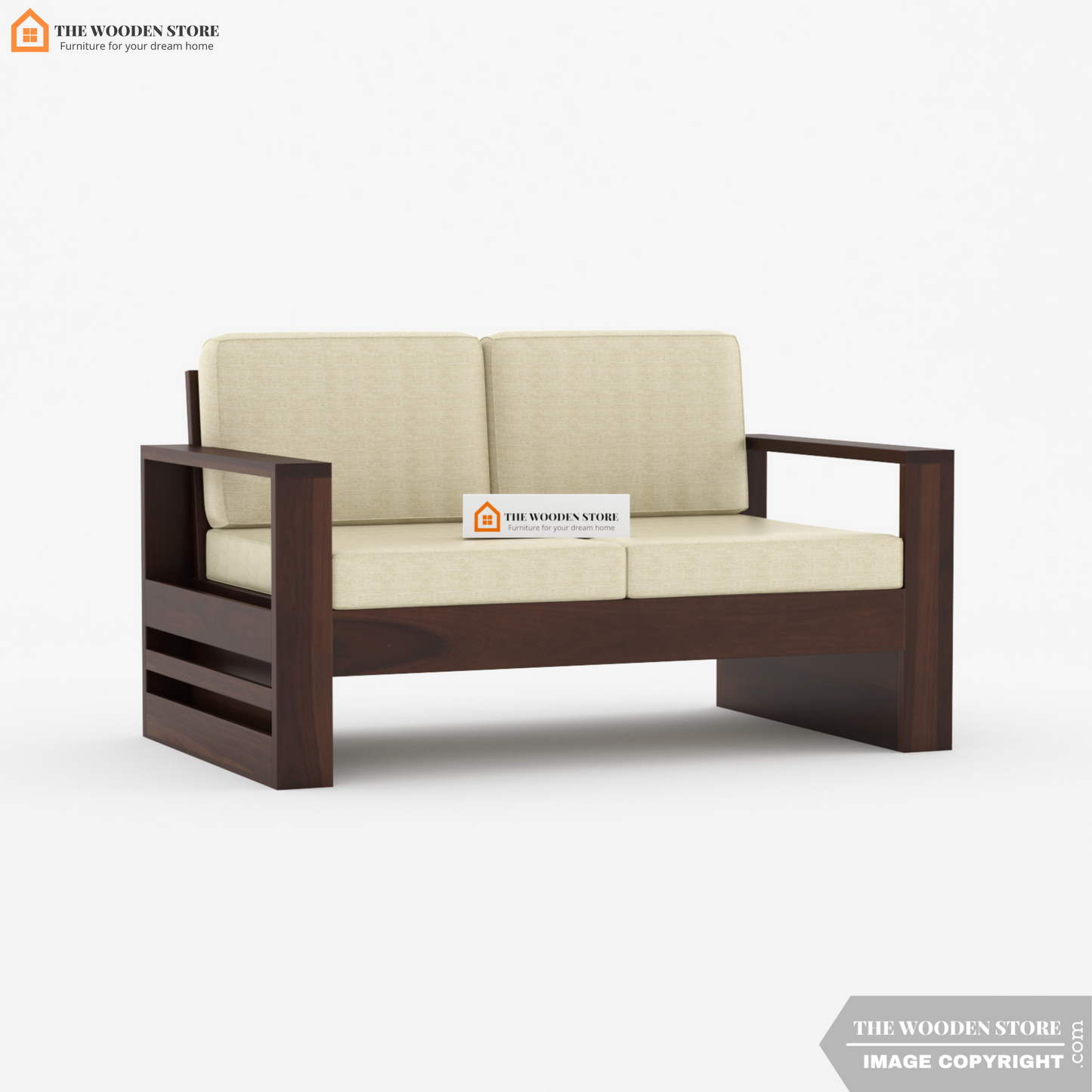 Victor 2 Seater Wooden Sofa (Walnut Finish)