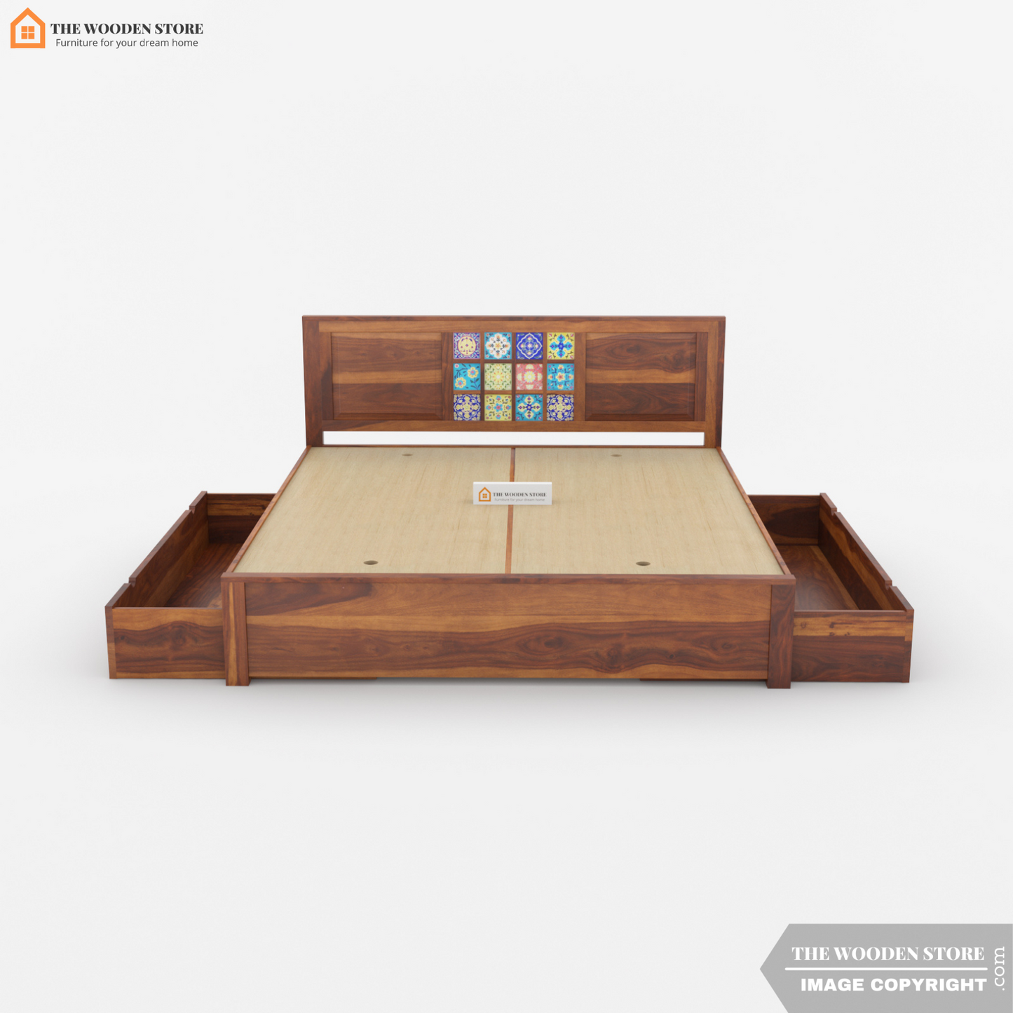 Bunny Bed with Drawer Storage (King Size, Honey Finish)