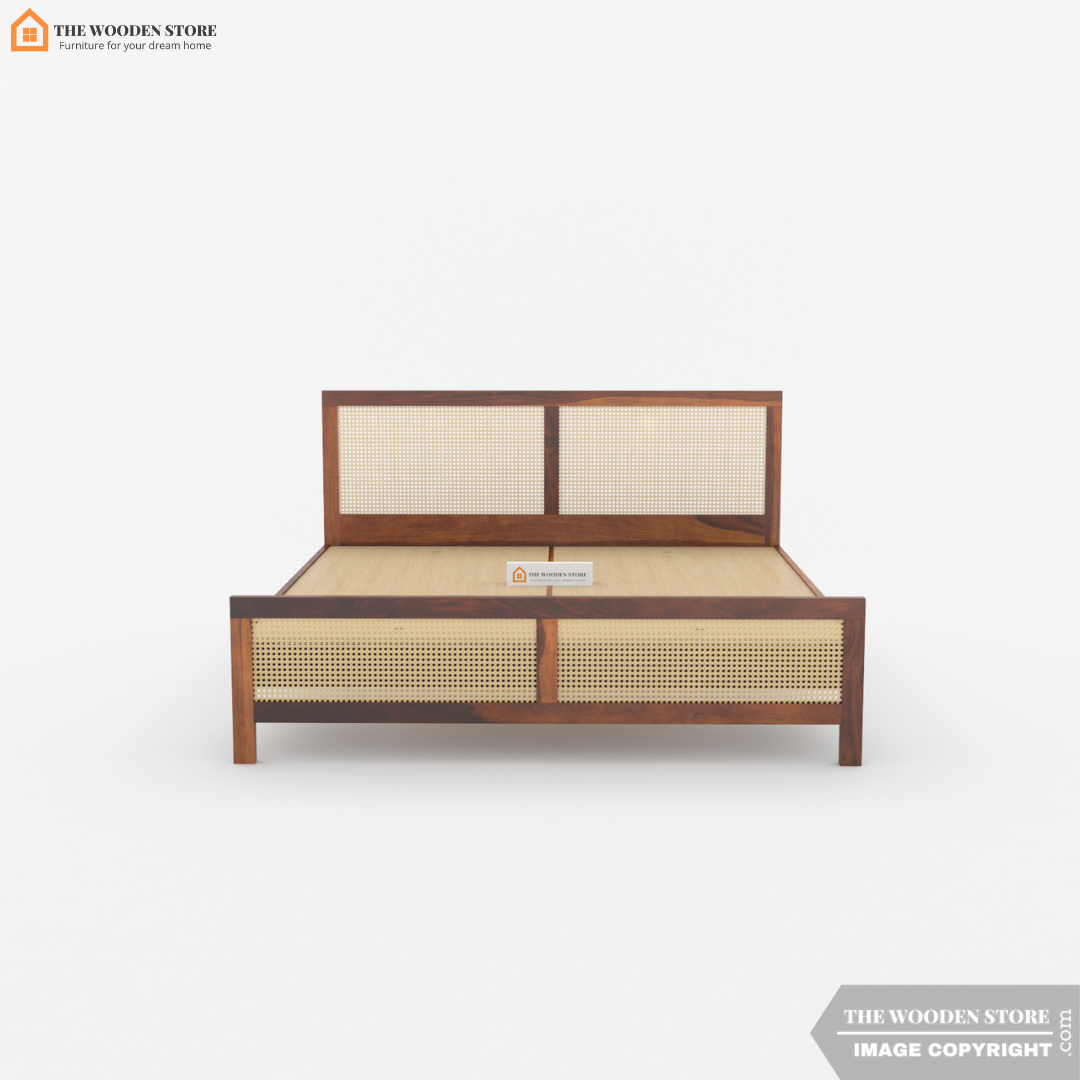 Amlin Bed Without Storage (King Size, Honey Finish)