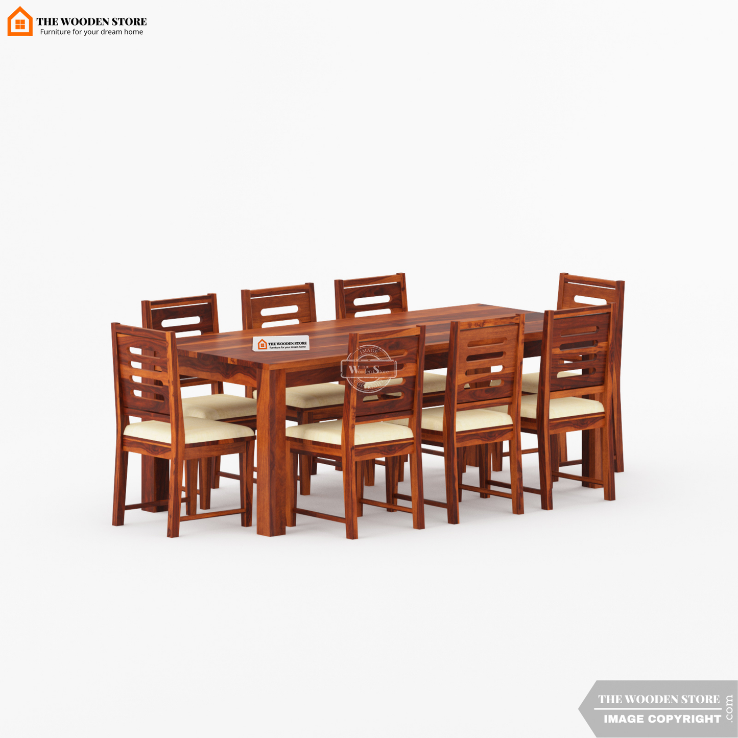 Bob 8 Seater Dining Set (Honey Finish)