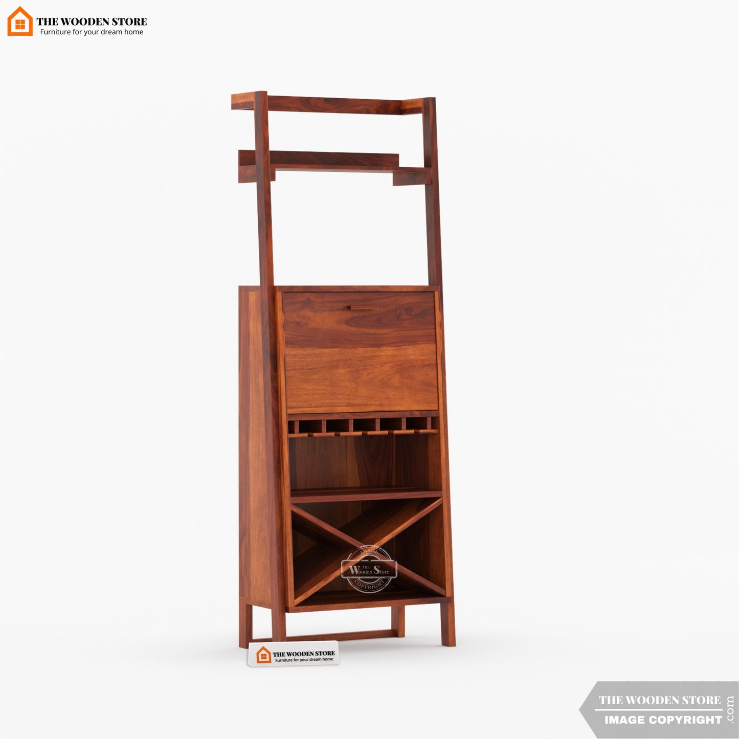 Teaire Large Bar Cabinet (Honey Finish)