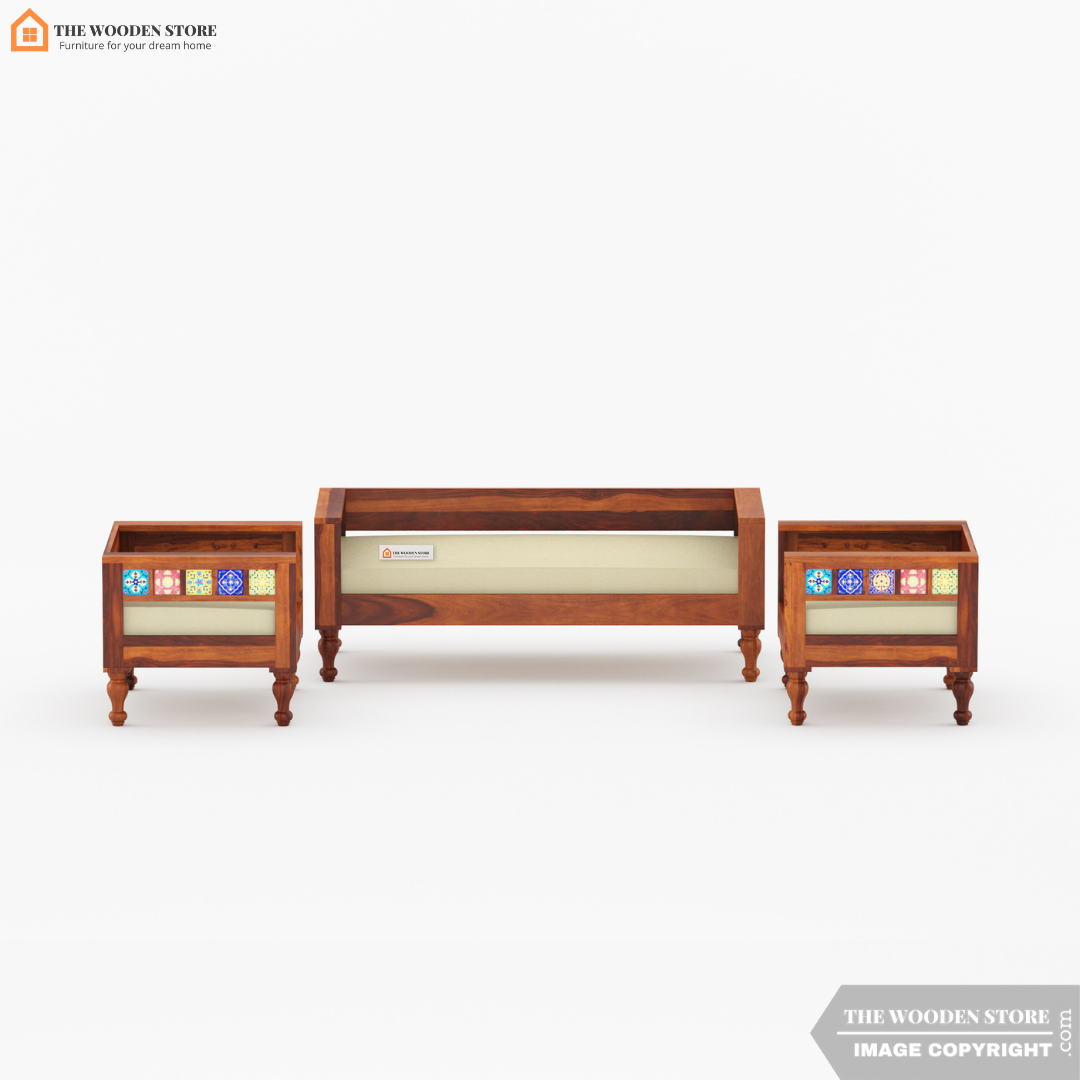 Bunny 3+1+1 Wooden Sofa Set (Honey Finish)