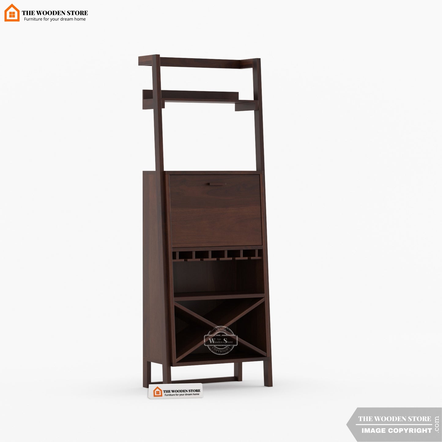 Teaire Large Bar Cabinet (Walnut Finish)