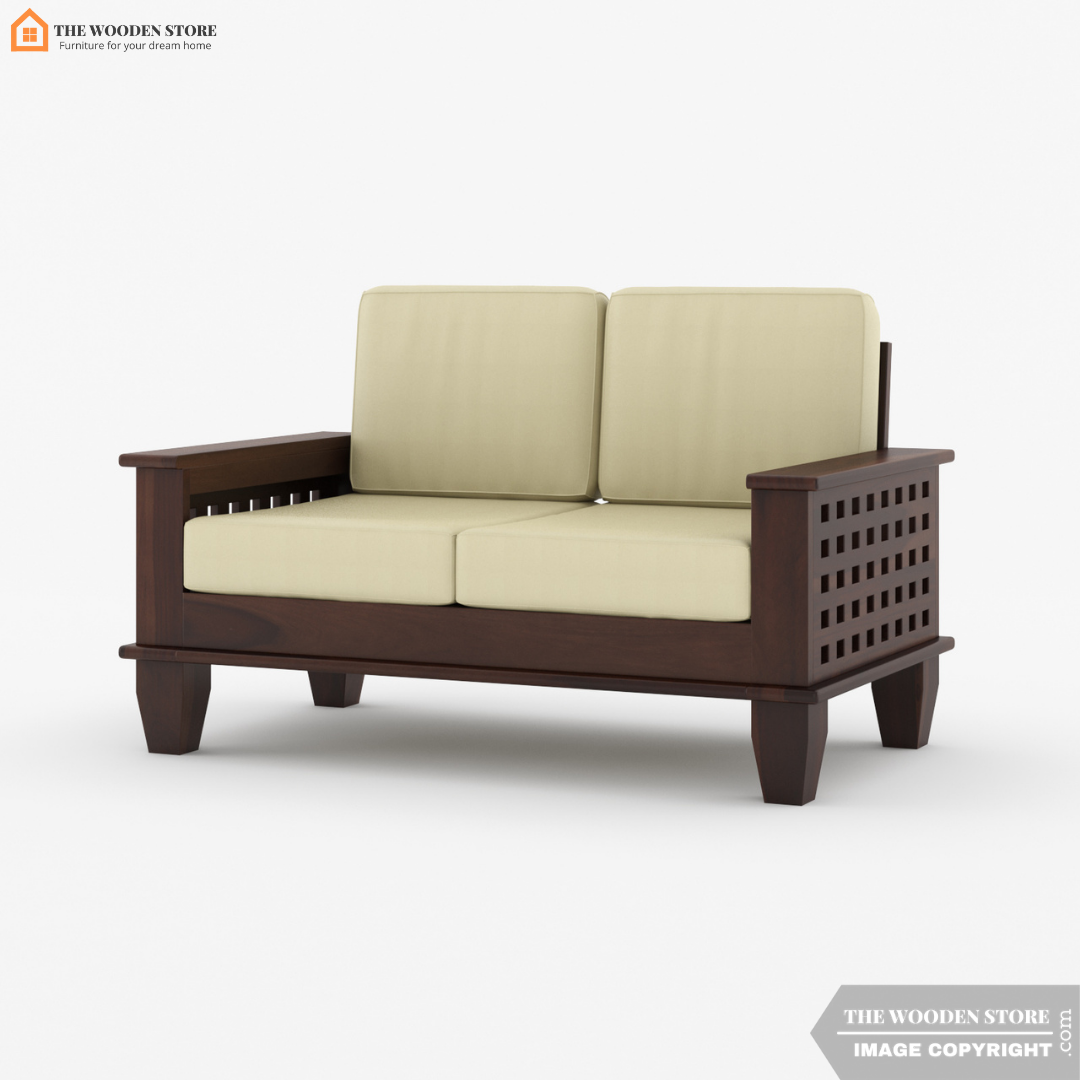 Donald 2 Seater Wooden Sofa (Walnut Finish)