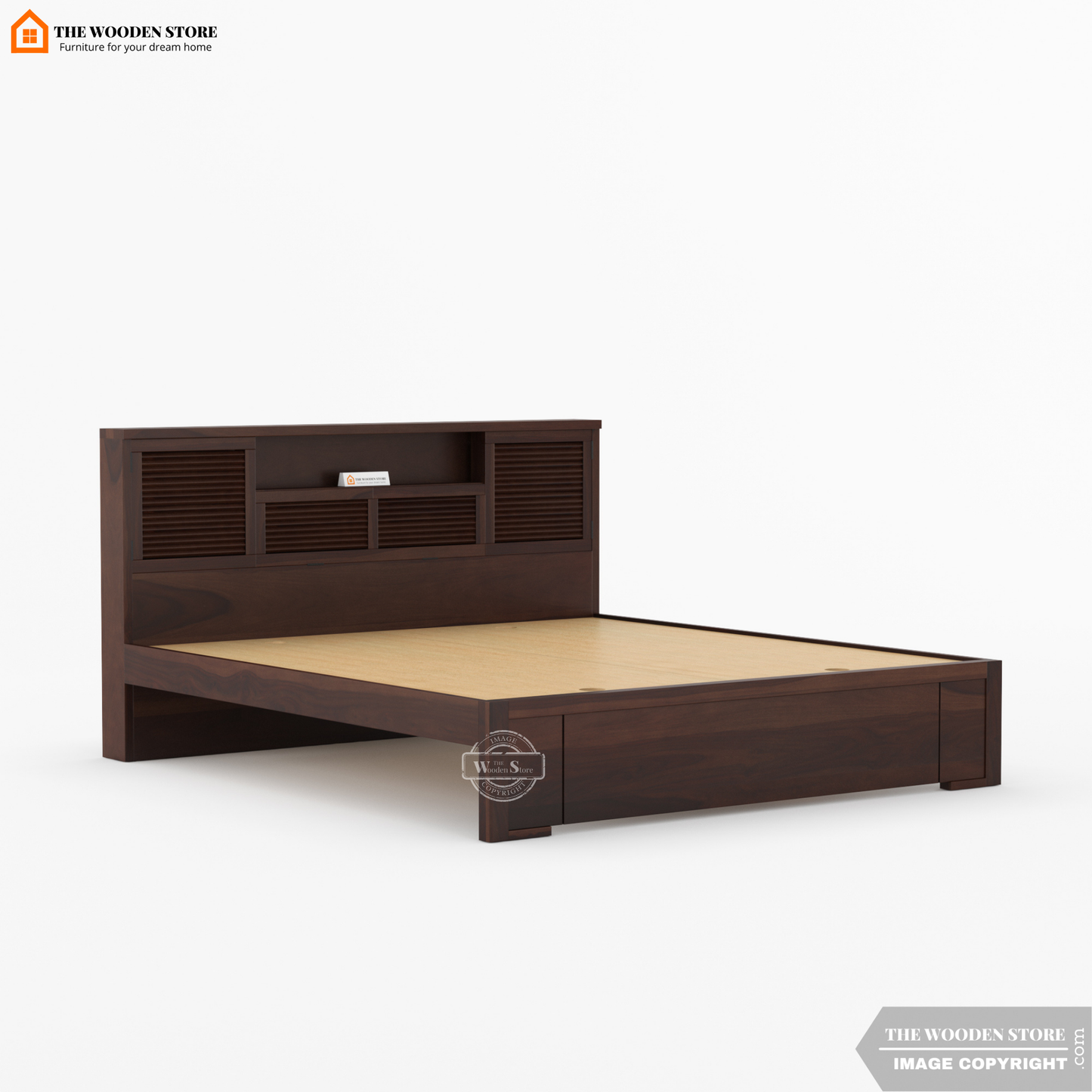 Franklin Bed without Storage (King Size, Walnut Finish)