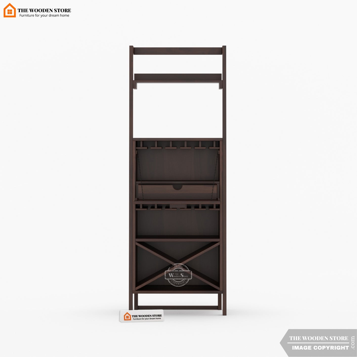 Teaire Large Bar Cabinet (Walnut Finish)