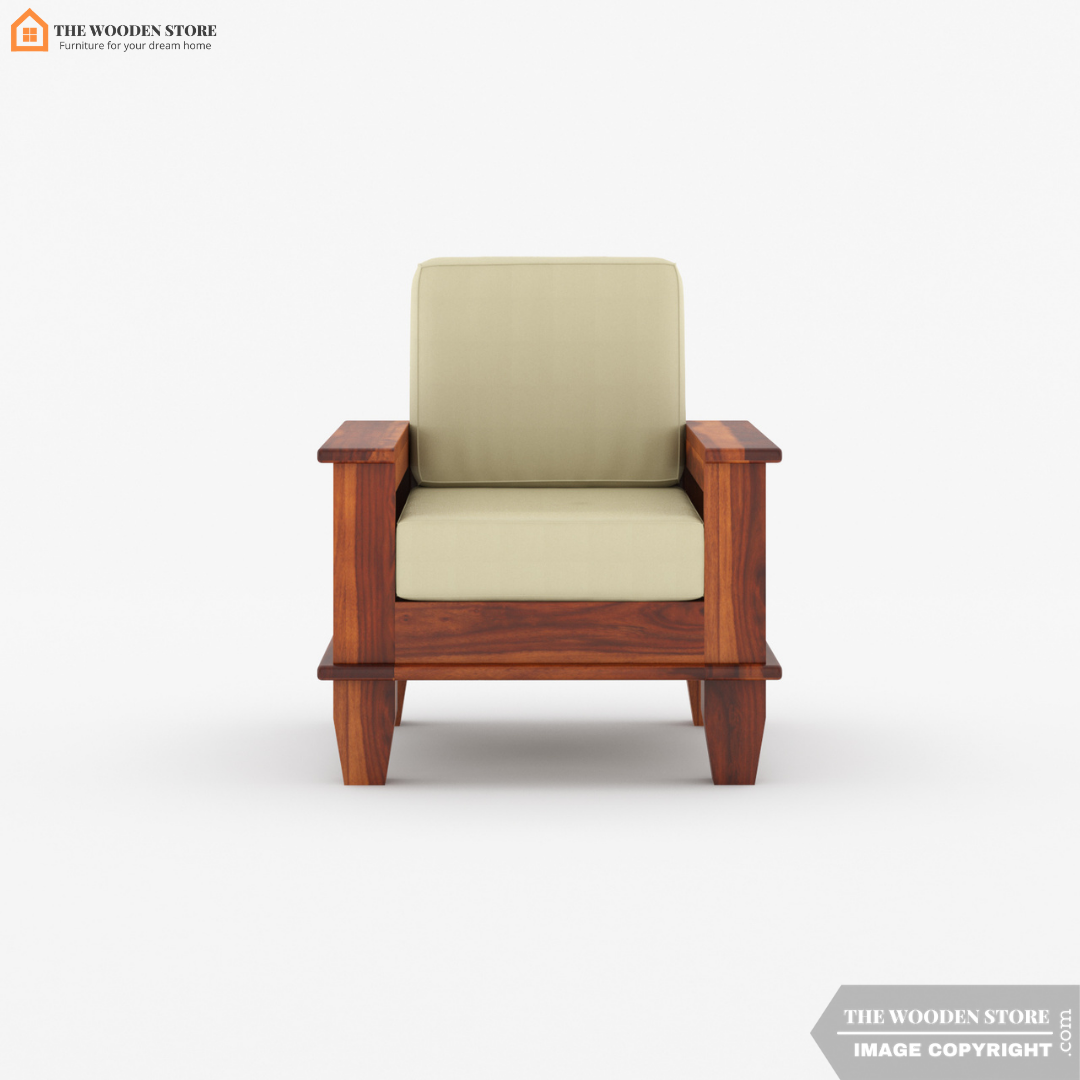 Donald 1 Seater Wooden Sofa (Honey Finish)