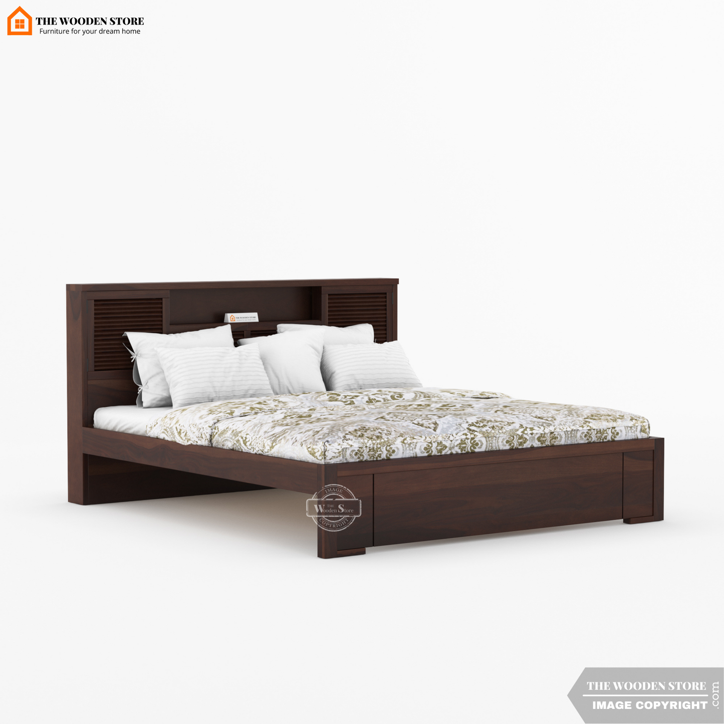 Franklin Bed without Storage (King Size, Walnut Finish)
