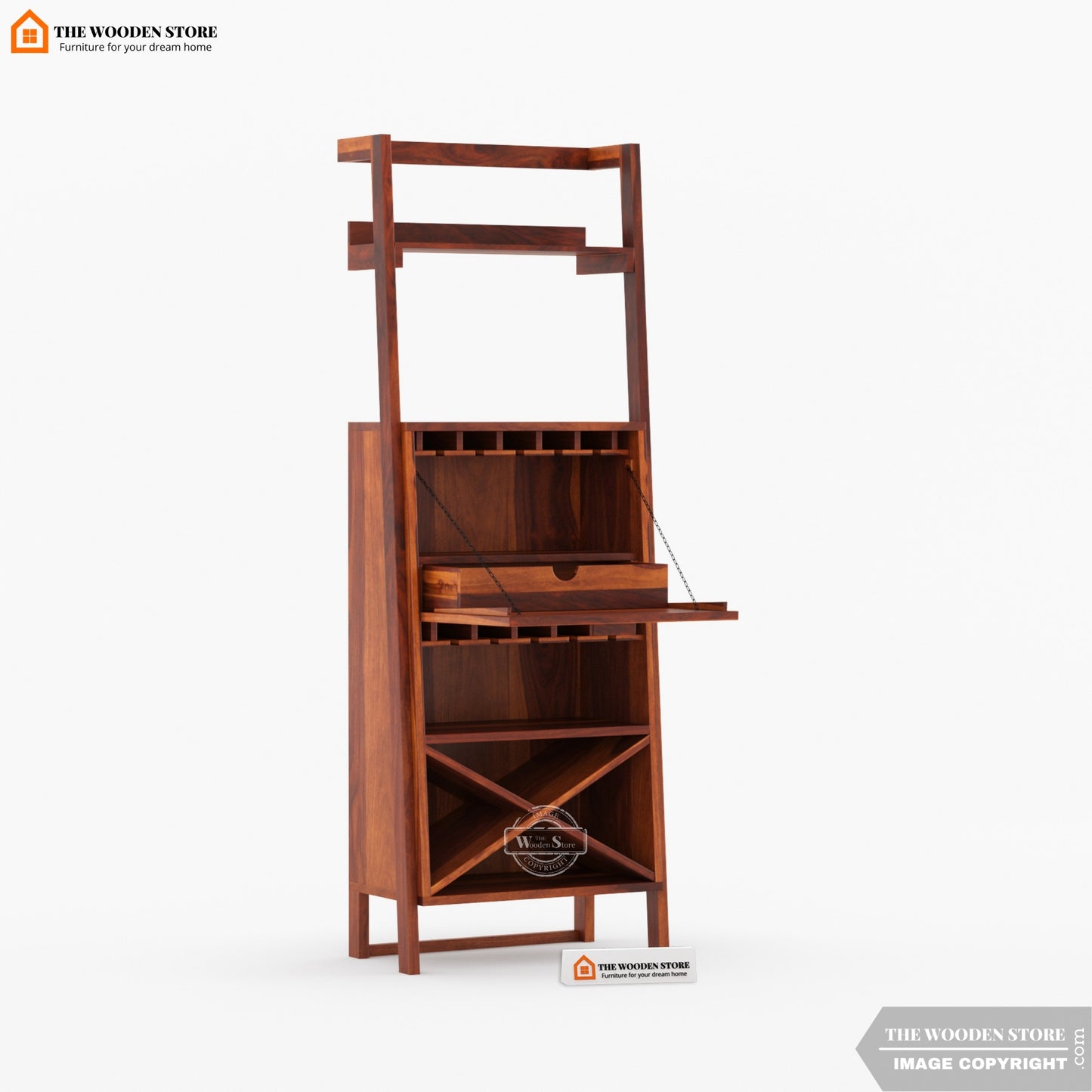 Teaire Large Bar Cabinet (Honey Finish)
