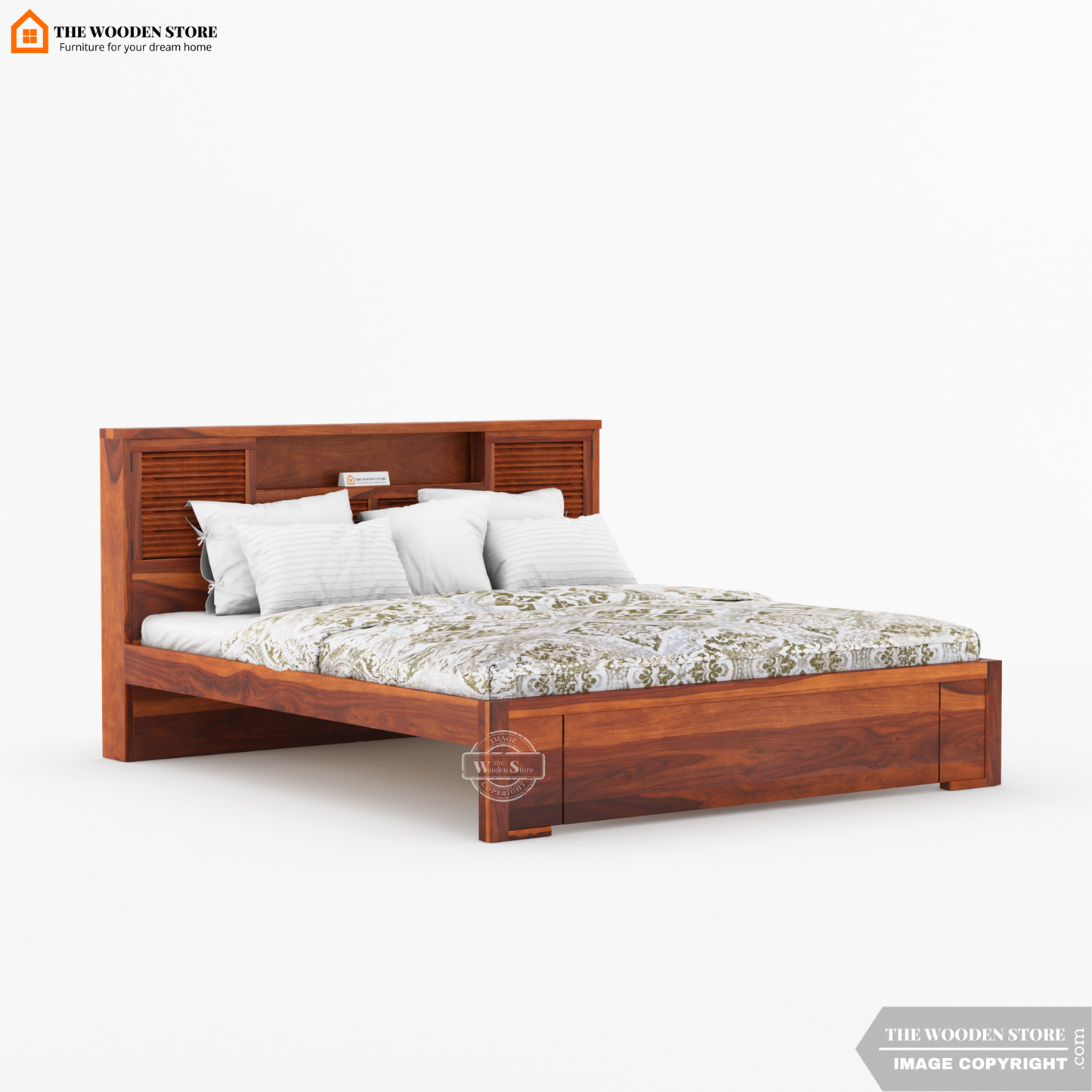 Franklin Bed without Storage (Queen Size, Honey Finish)
