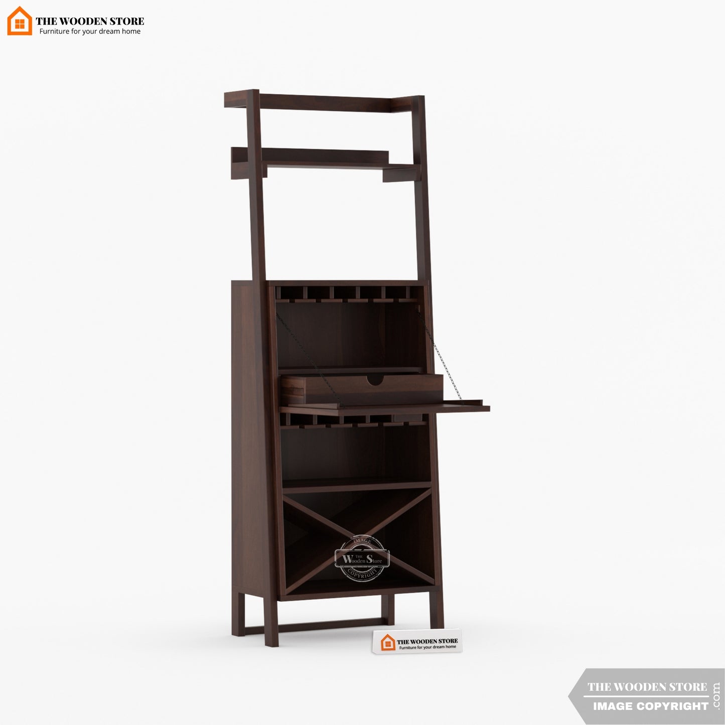Teaire Large Bar Cabinet (Walnut Finish)
