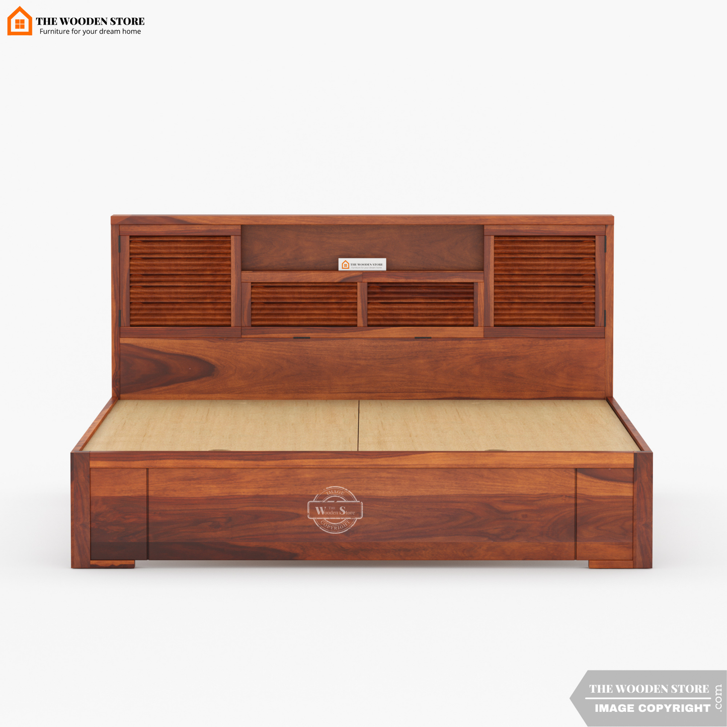 Franklin Bed without Storage (Queen Size, Honey Finish)