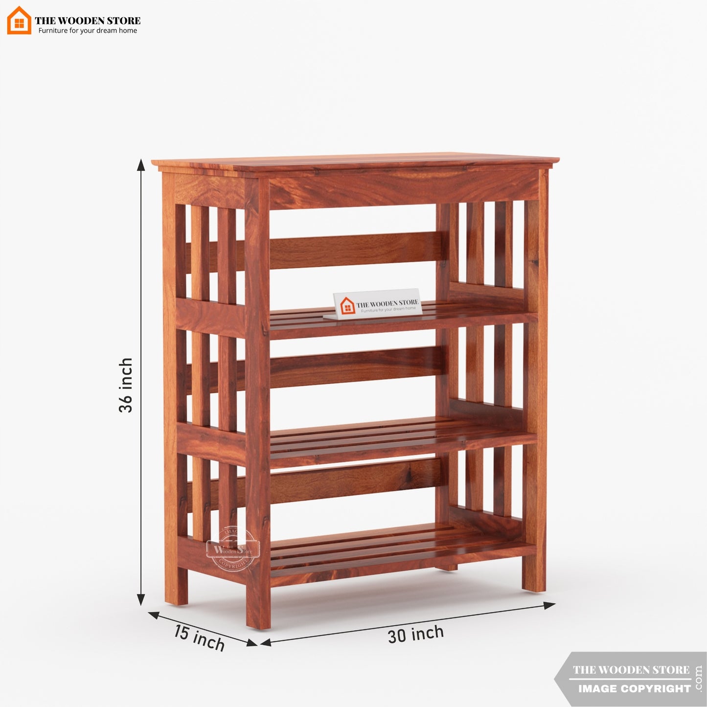 Stride Shoe Rack (Honey Finish)