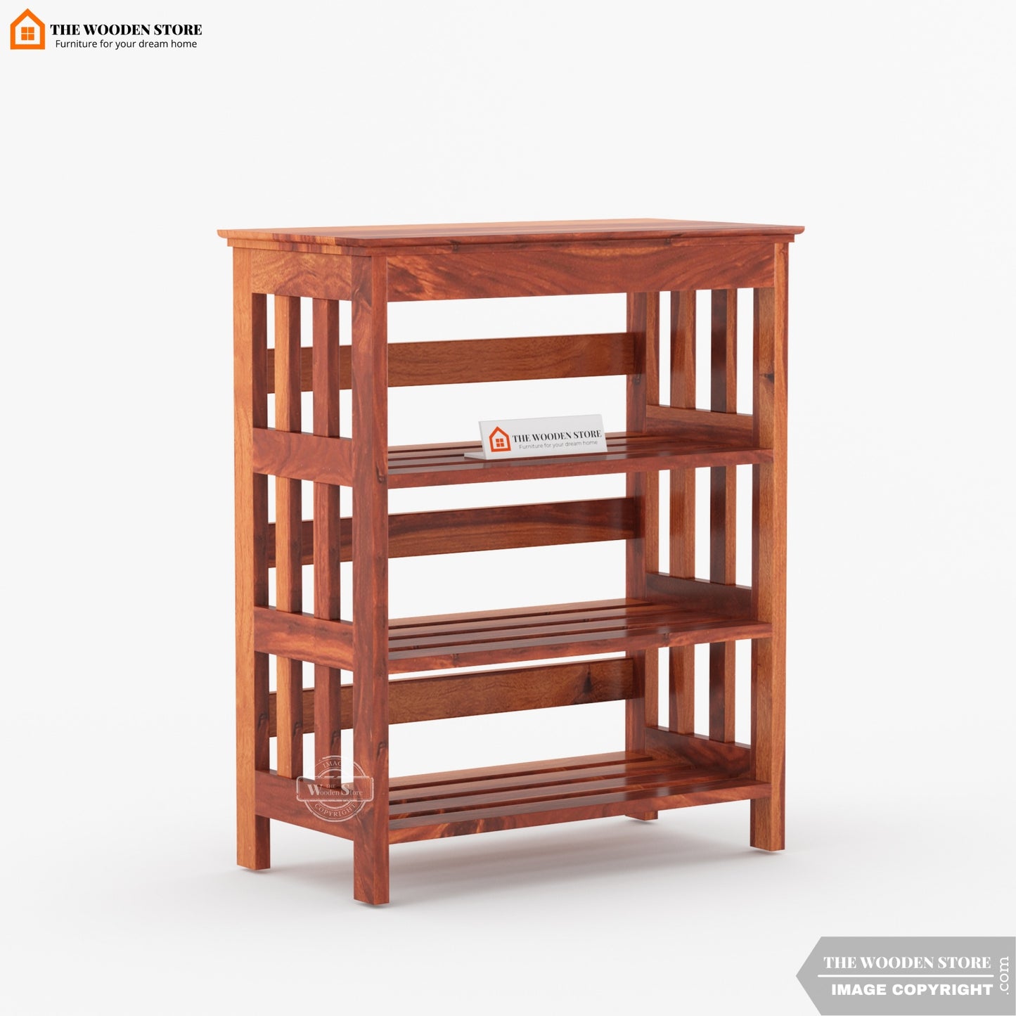 Stride Shoe Rack (Honey Finish)