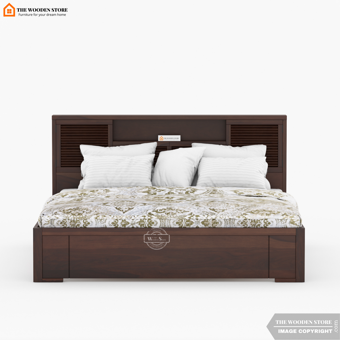 Franklin Bed without Storage (King Size, Walnut Finish)
