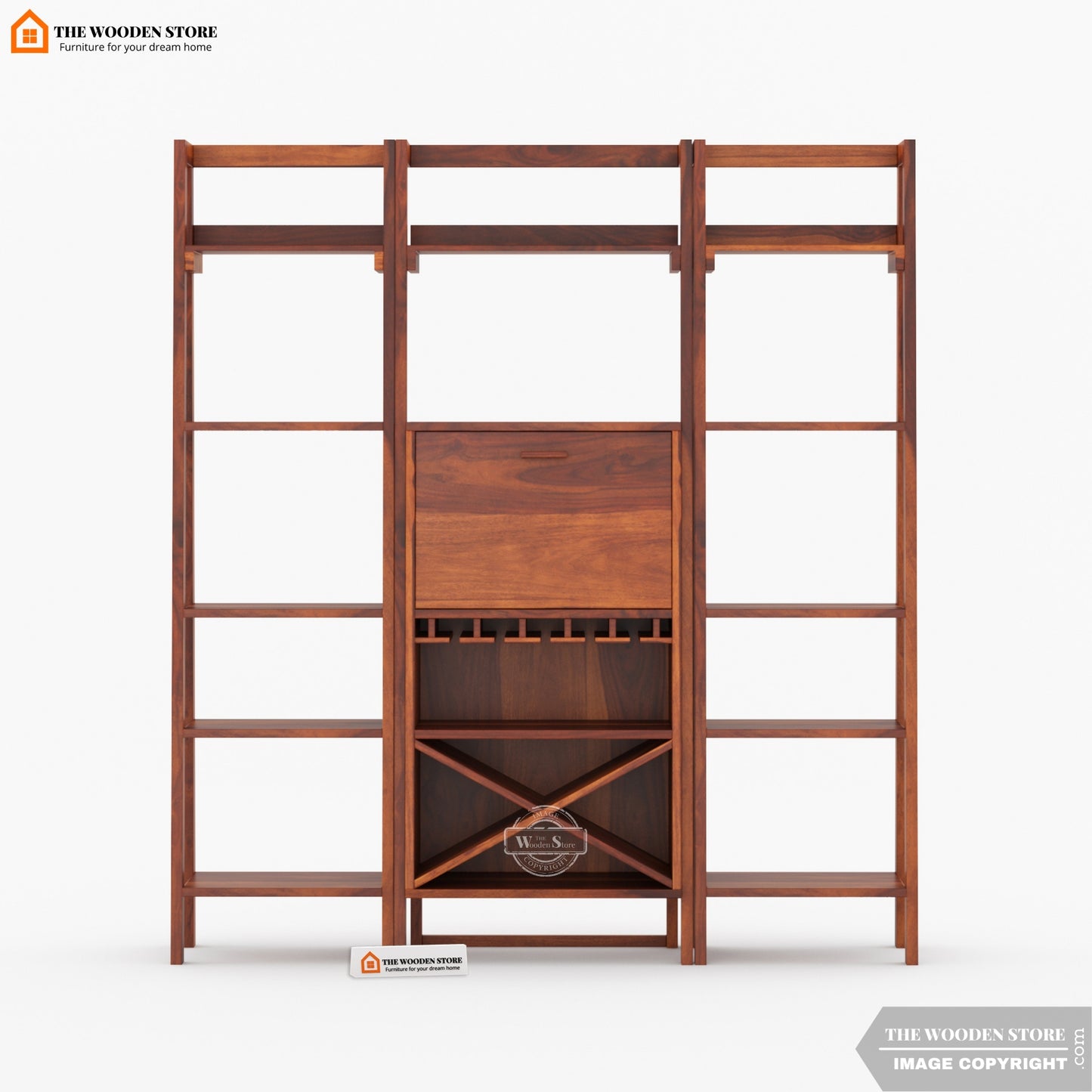 Teaire Large Bar Cabinet (Honey Finish)
