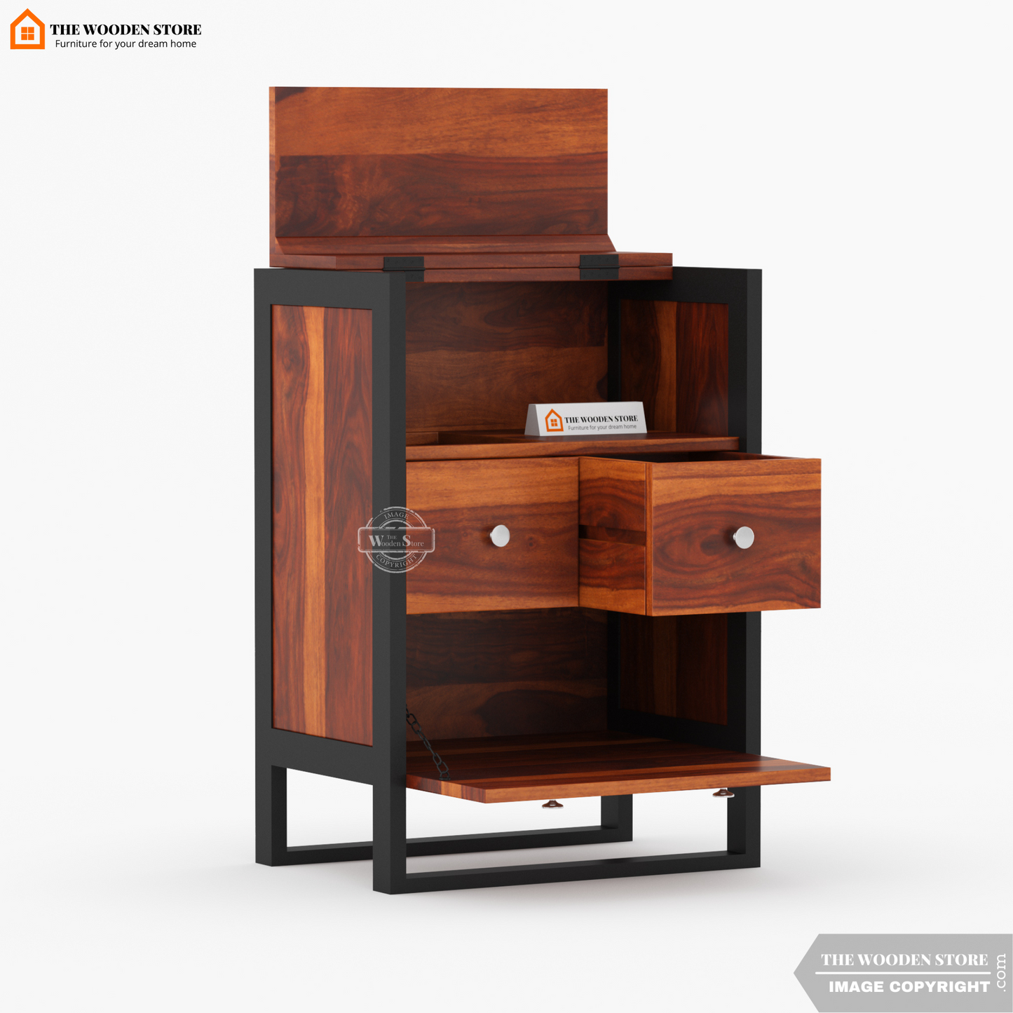 Bolt Bar Cabinet (Honey Finish)