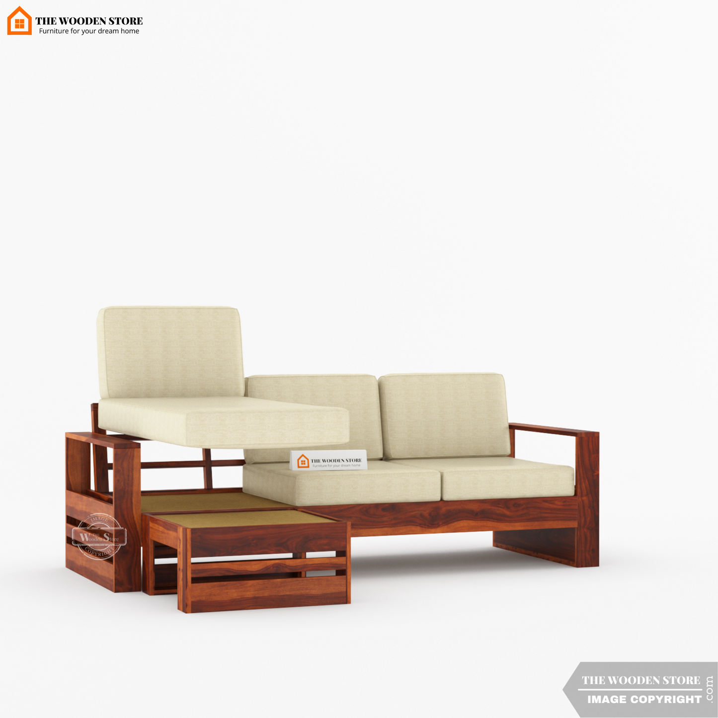 Victor L-Shaped Sofa (Honey Finish)
