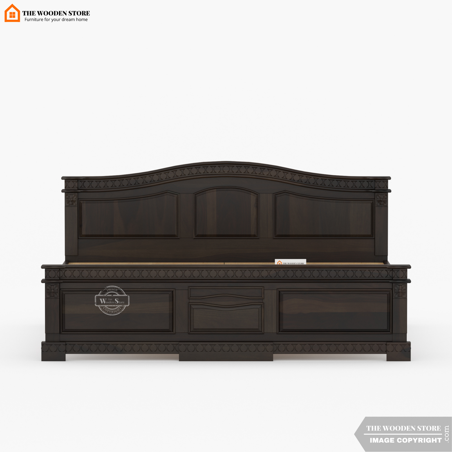 George Bed without Storage (Queen Size, Walnut Finish)