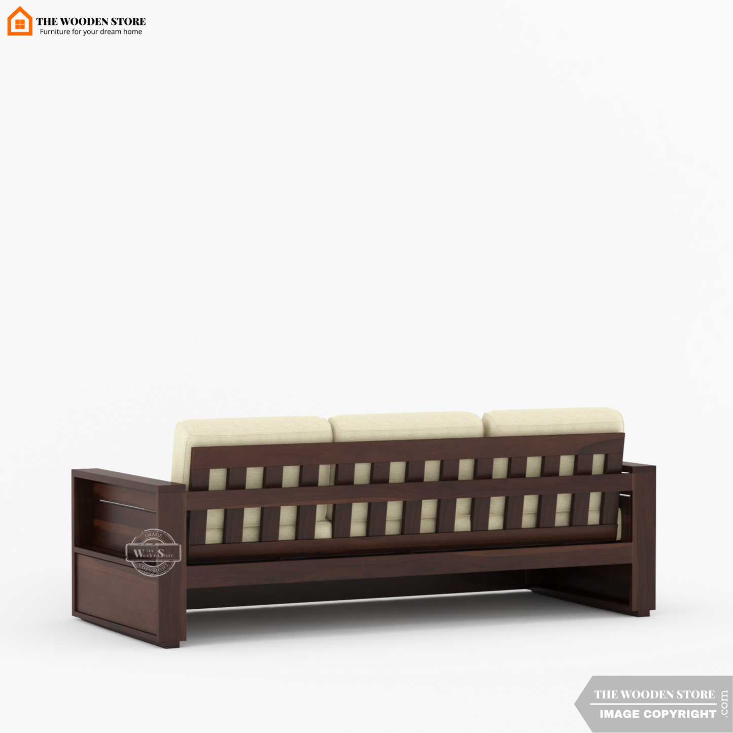 Peter 3+1+1 Wooden Sofa Set (Walnut Finish)