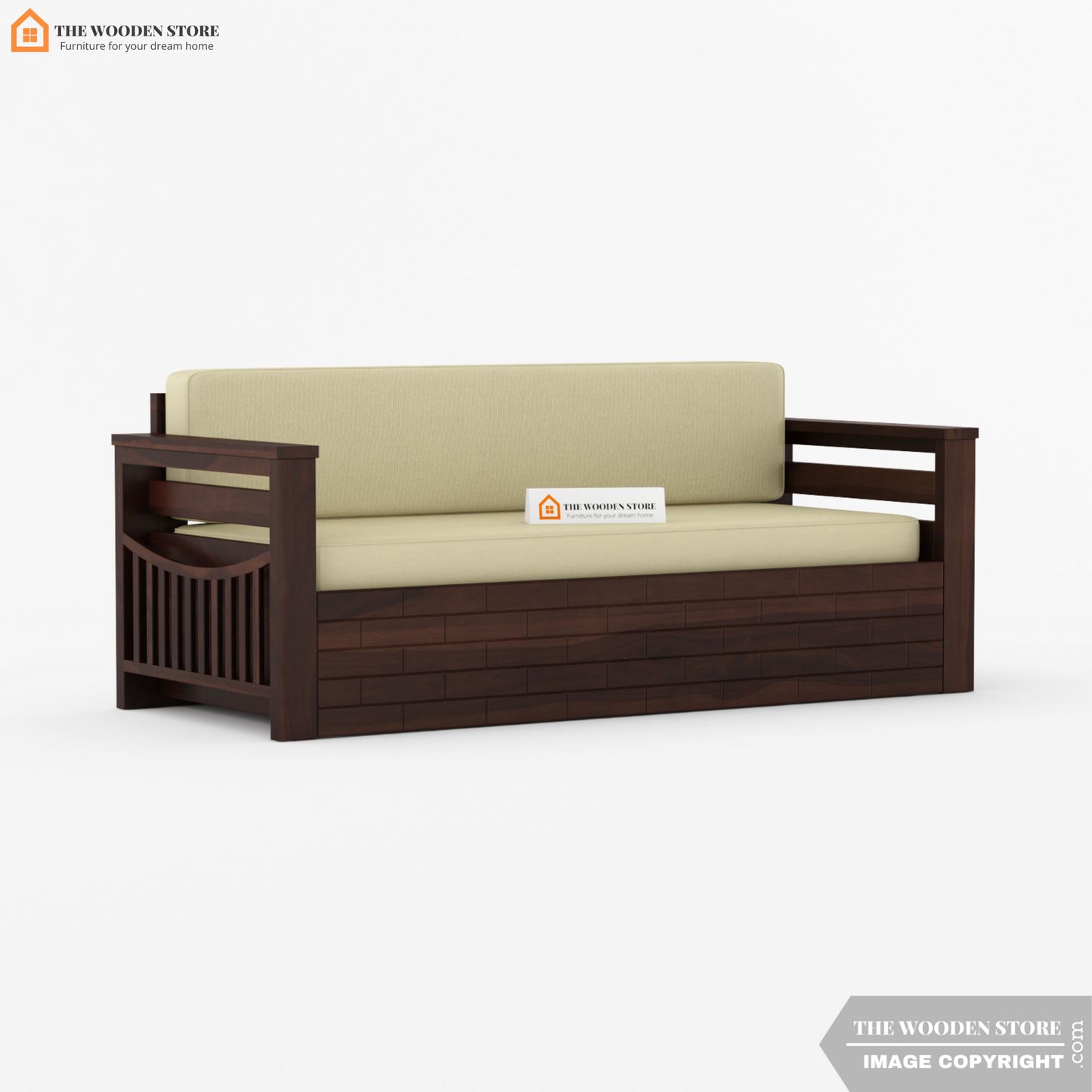 Clifford Sofa Cum Bed (King Size, Walnut Finish)