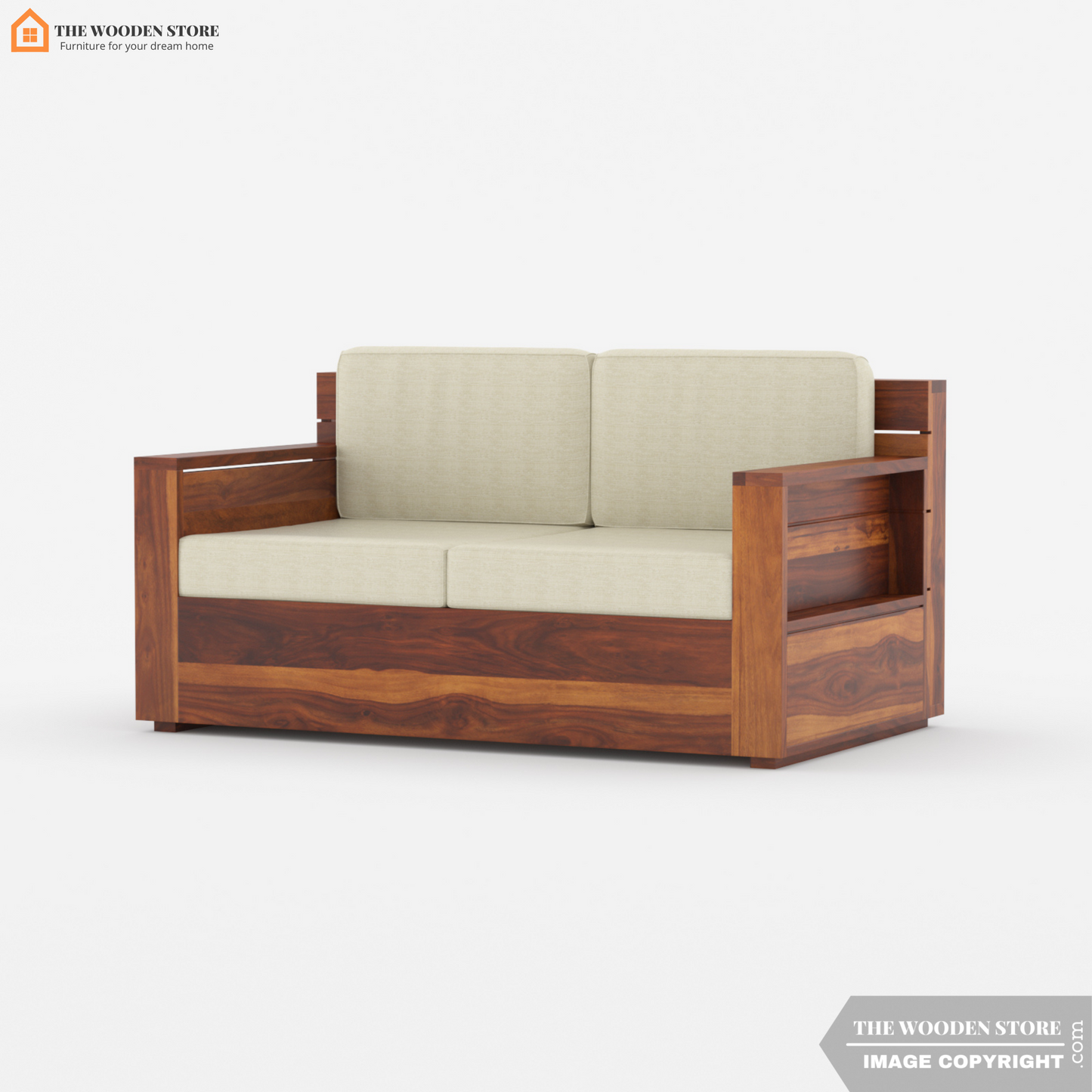Peter 2 Seater Wooden Sofa (Honey Finish)