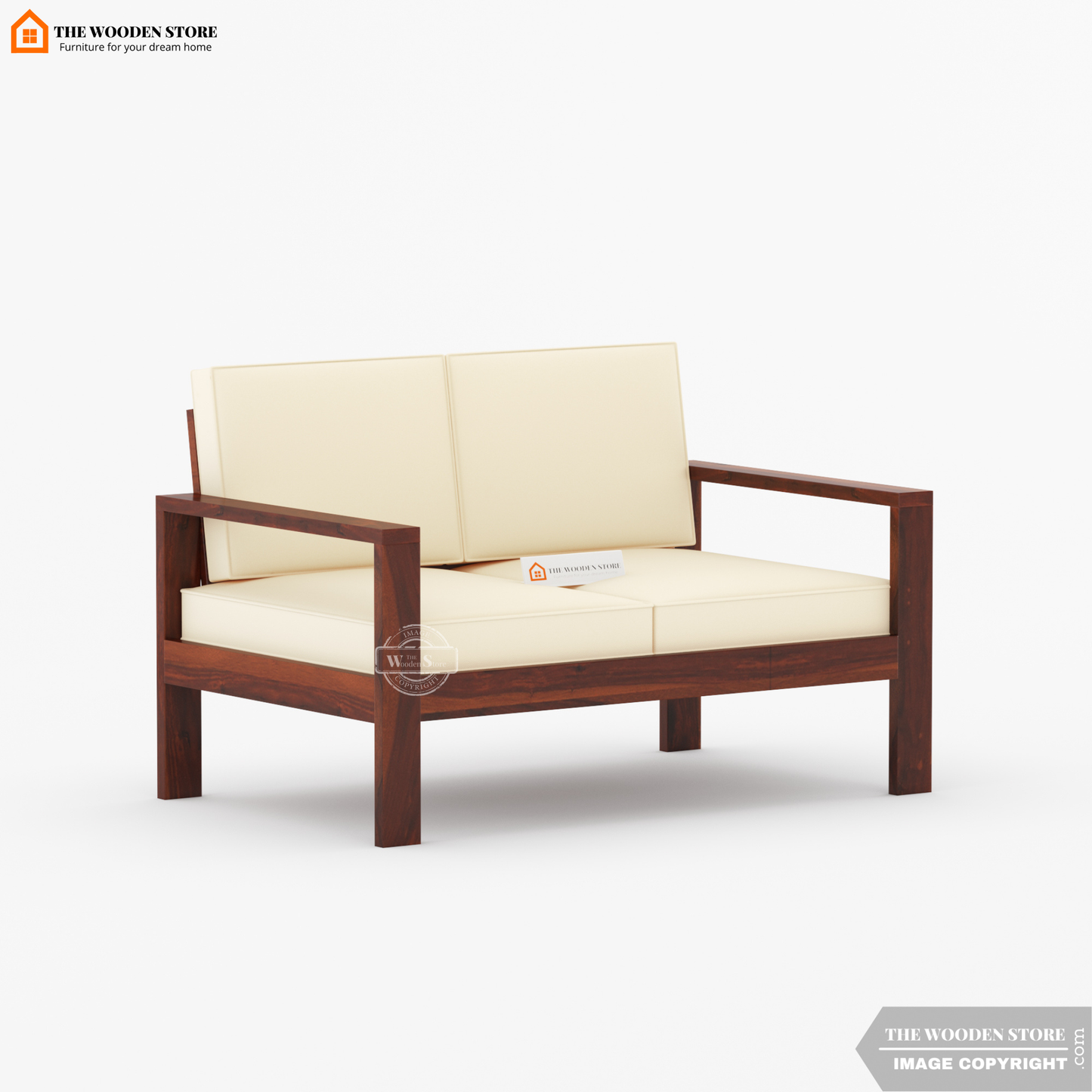 Romy 2 Seater Wooden Sofa (Walnut Finish)