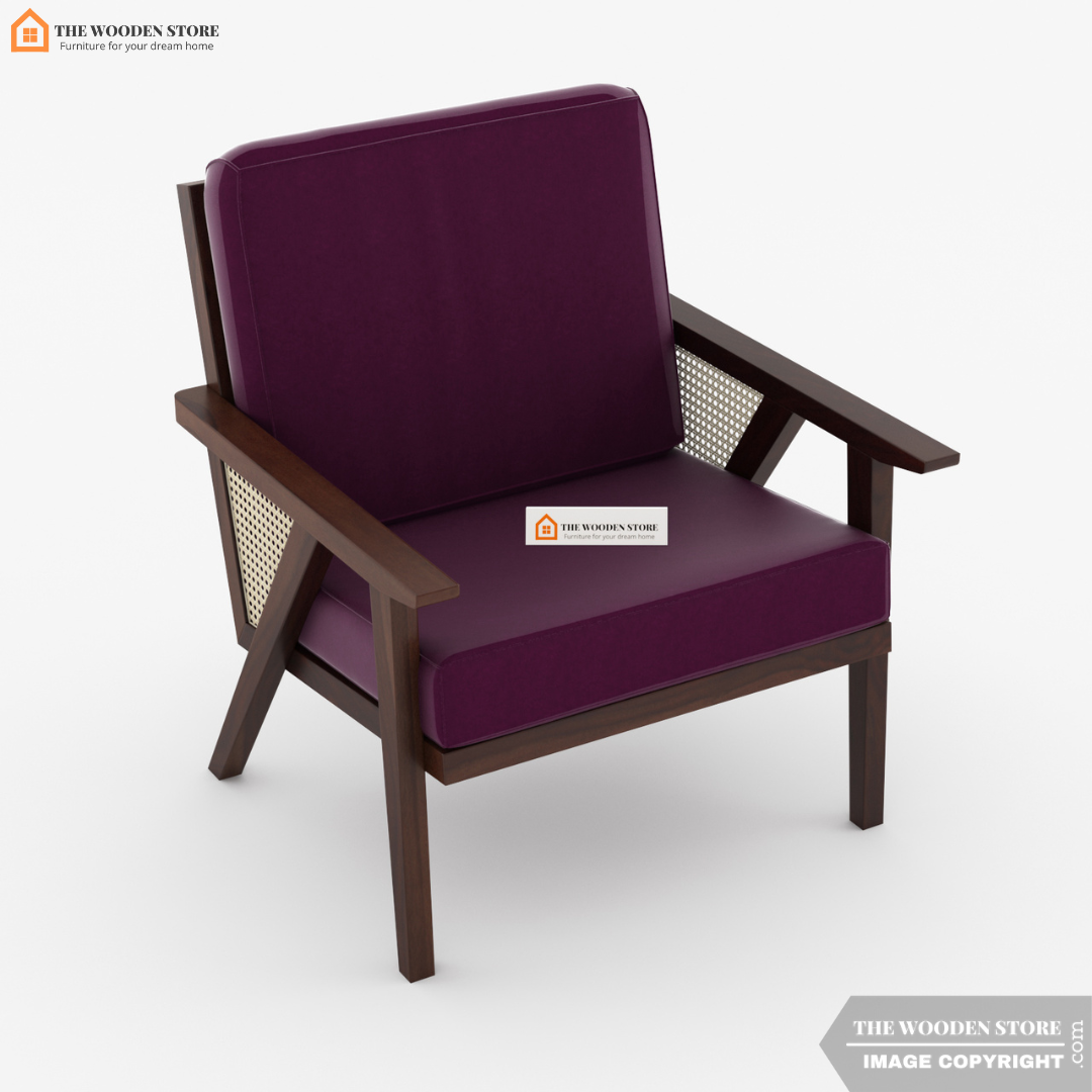 Martha Lounge Chair (Walnut Finish, Wine Berry)