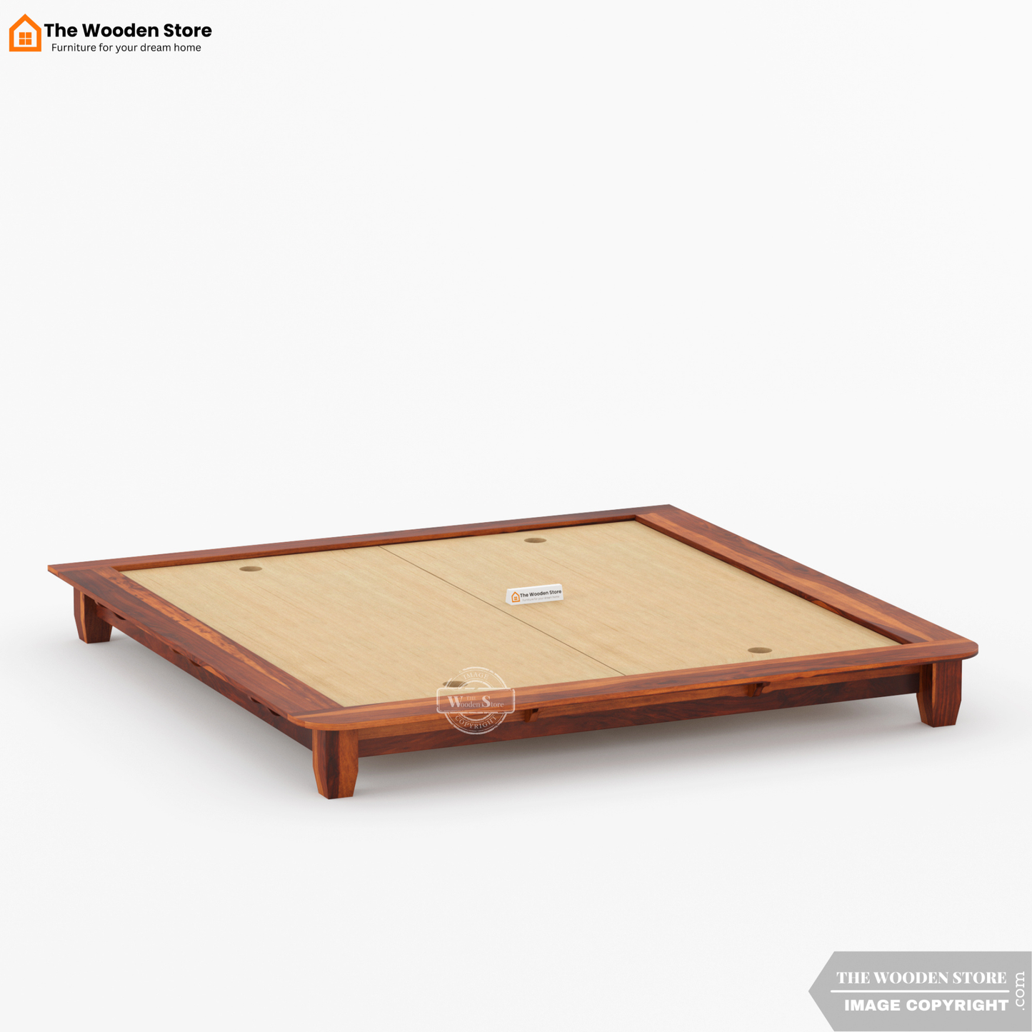 Lakota Platform Bed without Storage (Queen Size, Honey Finish)