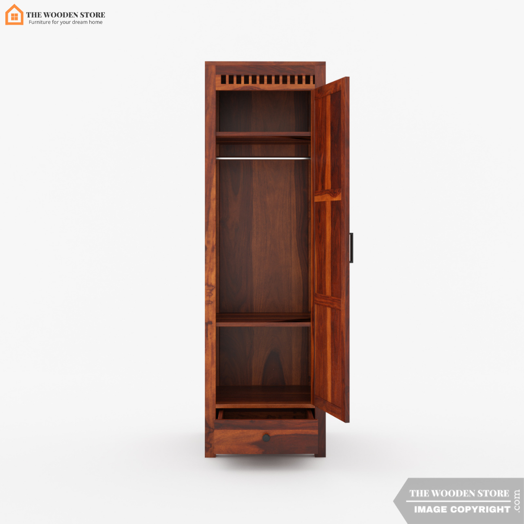 Donald 1 Door Multi-Utility Wardrobe (Honey Finish)