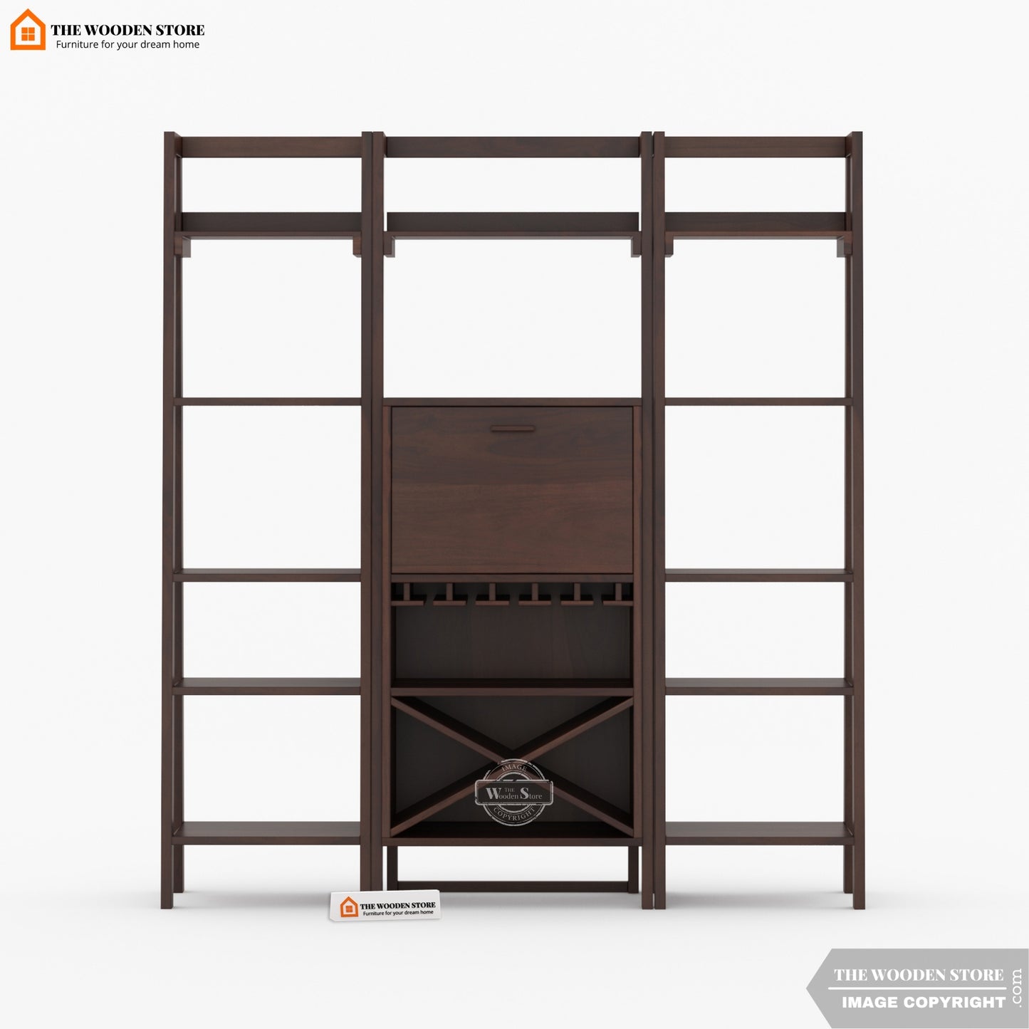 Teaire Large Bar Cabinet (Walnut Finish)