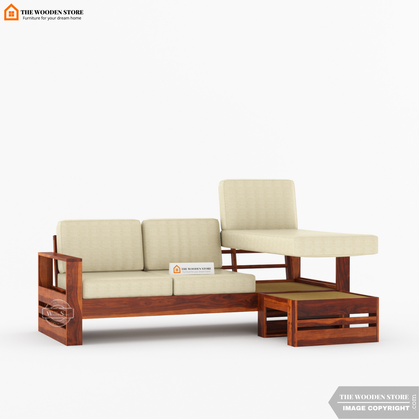 Victor L-Shaped Sofa (Honey Finish)