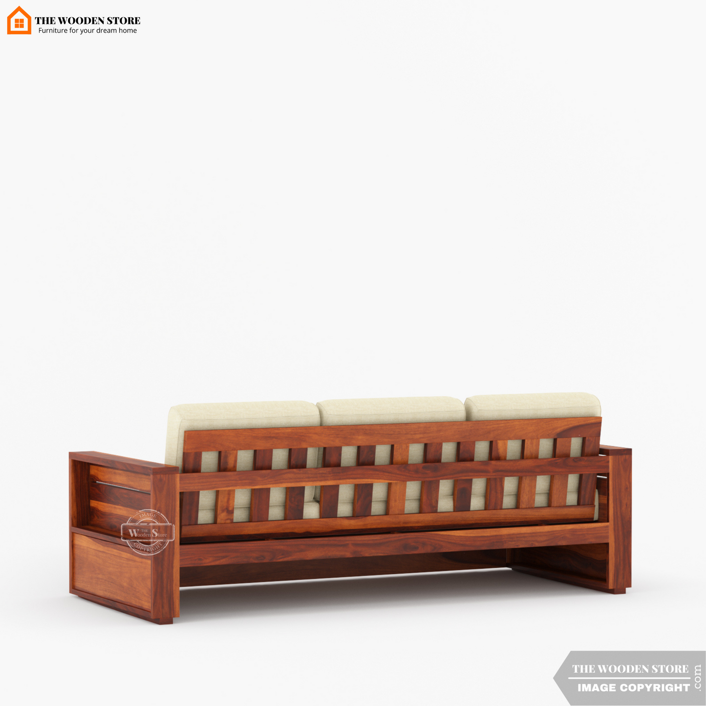 Peter 3+1+1 Wooden Sofa Set (Honey Finish)