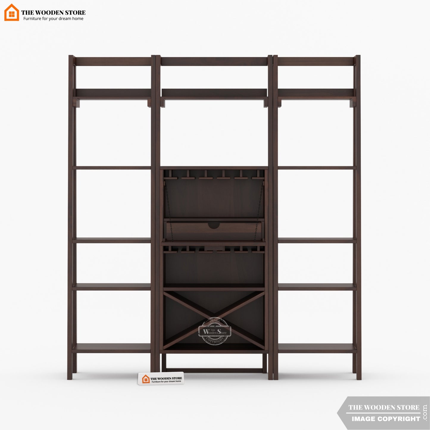 Teaire Large Bar Cabinet (Walnut Finish)