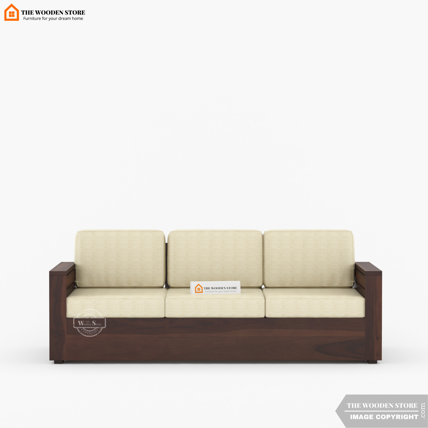 Peter 3+1+1 Wooden Sofa Set (Walnut Finish)