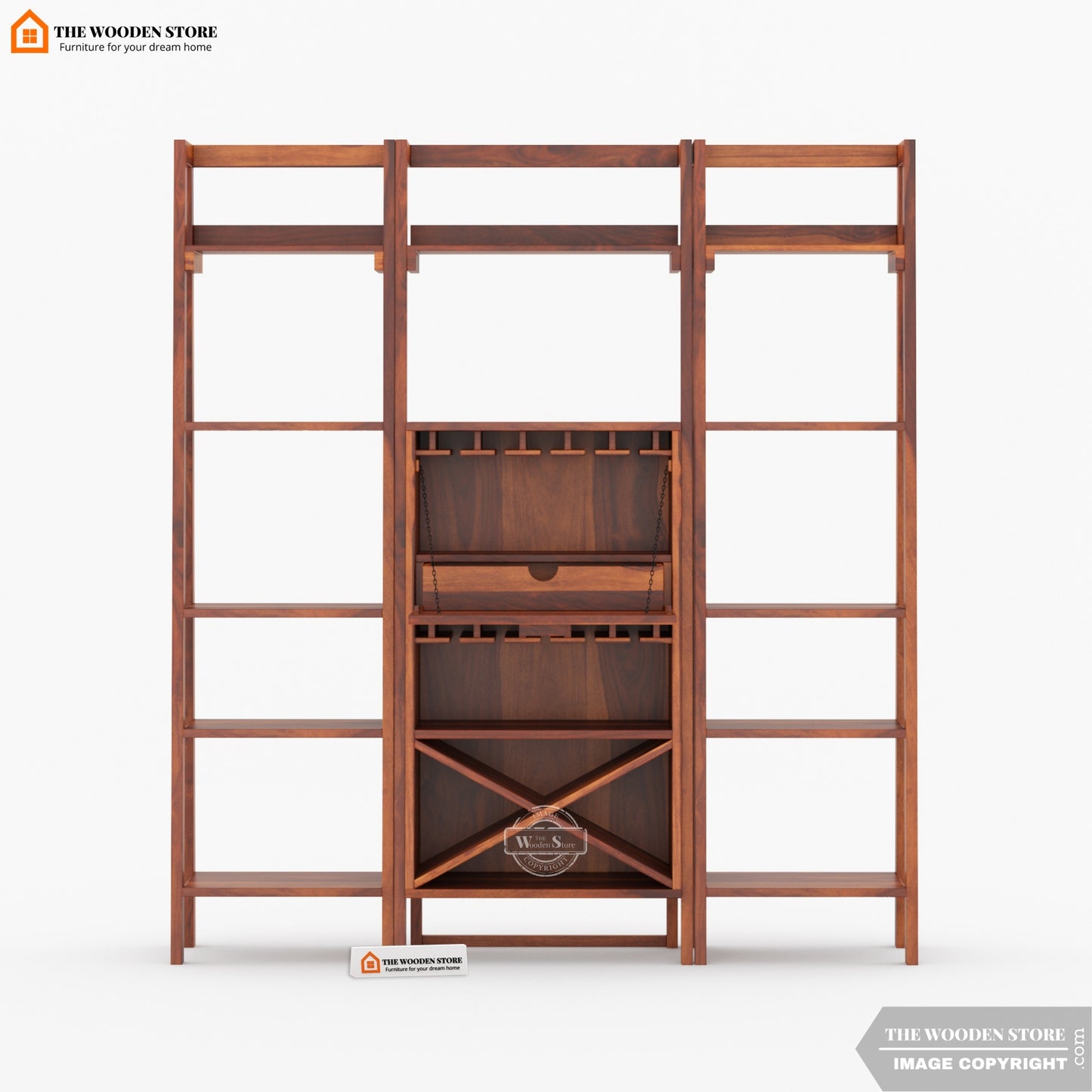 Teaire Large Bar Cabinet (Honey Finish)