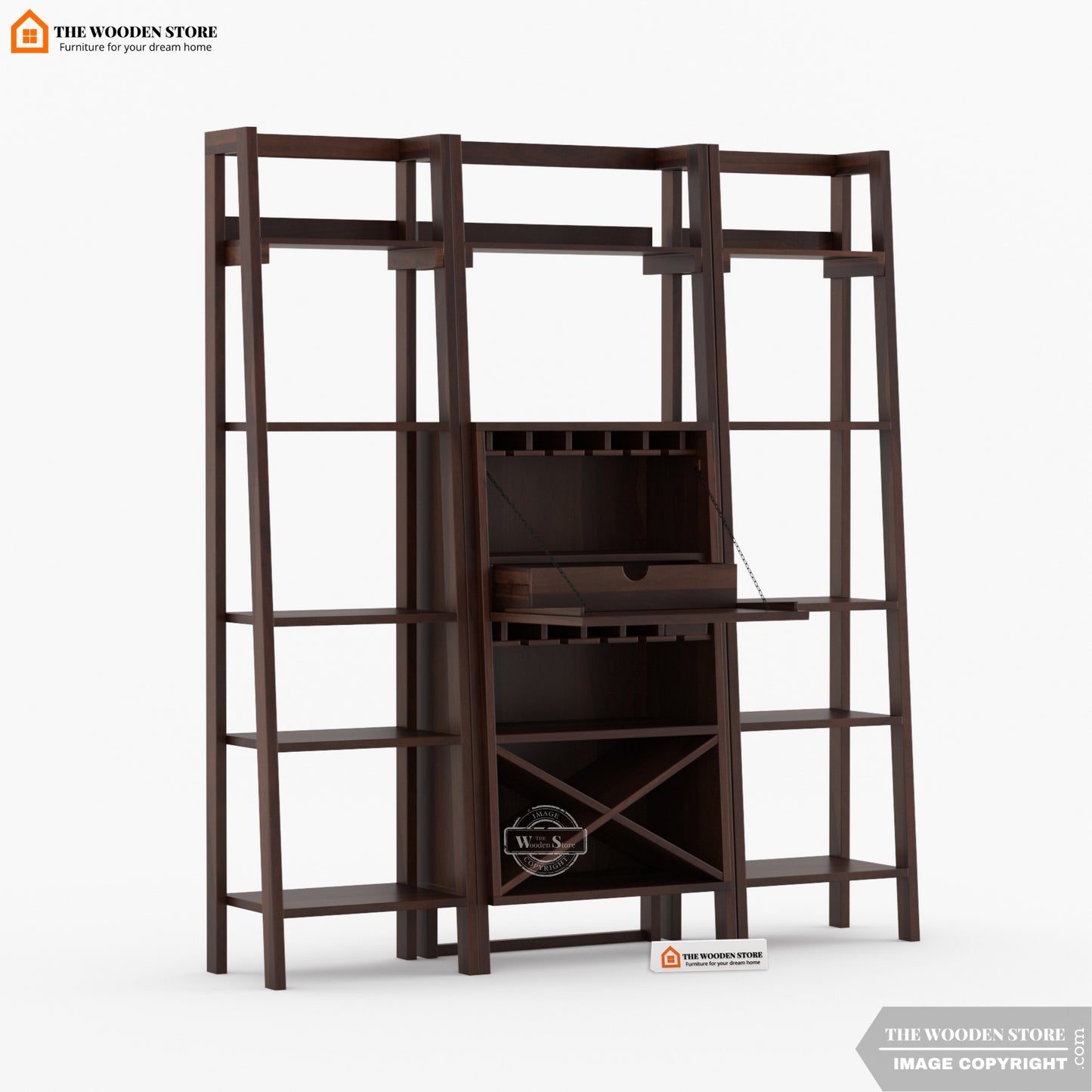 Teaire Large Bar Cabinet (Walnut Finish)