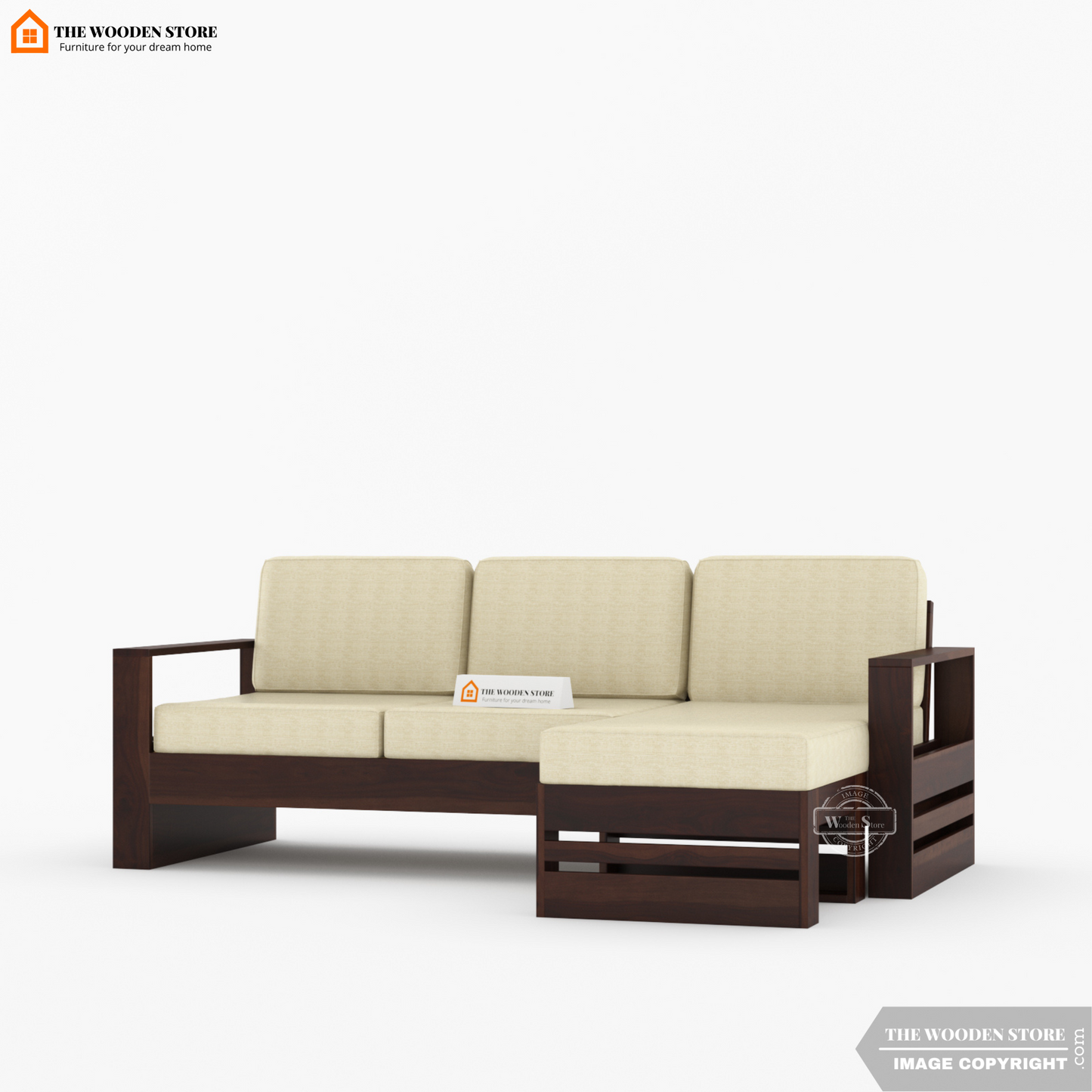 Victor L-Shaped Sofa (Walnut Finish)