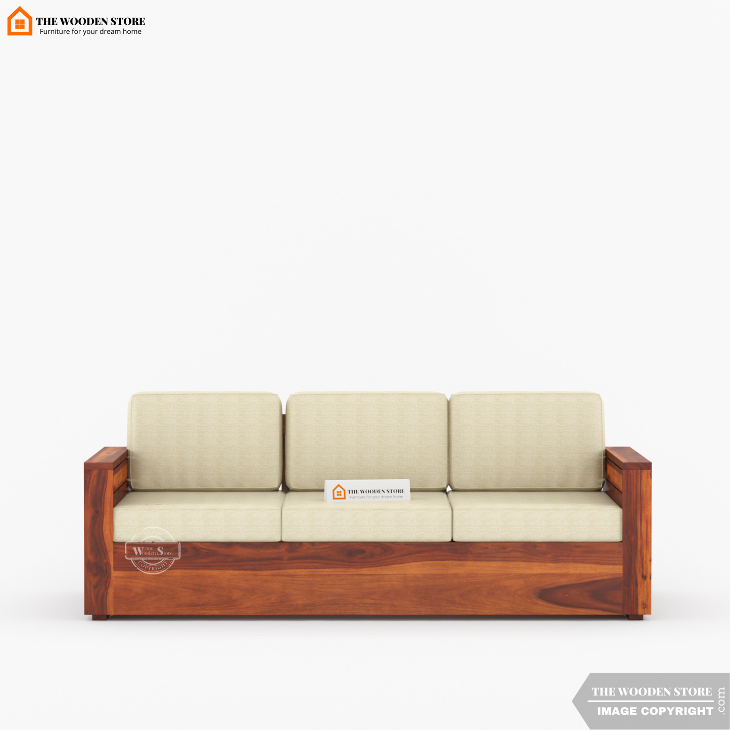 Peter 3+1+1 Wooden Sofa Set (Honey Finish)