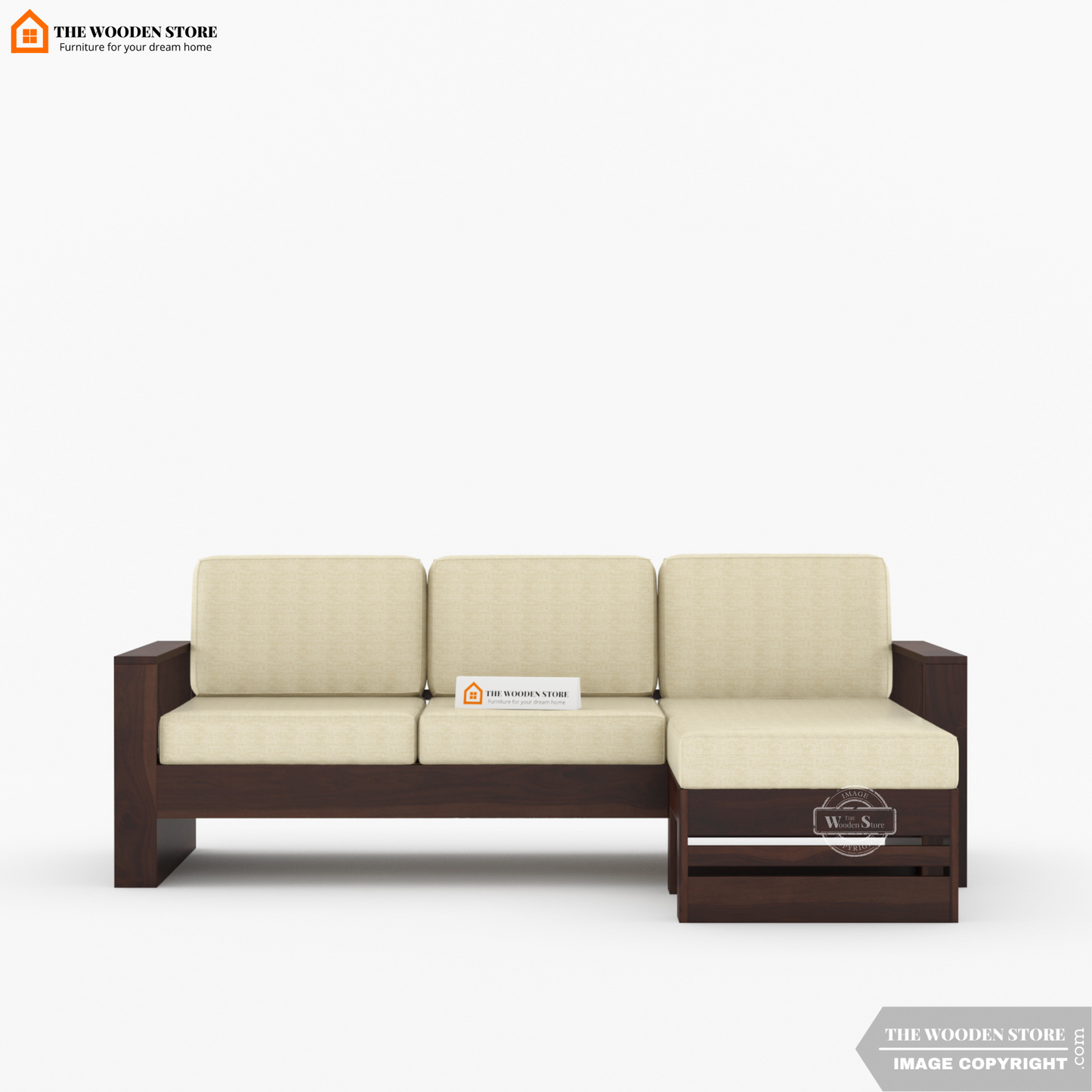 Victor L-Shaped Sofa (Walnut Finish)