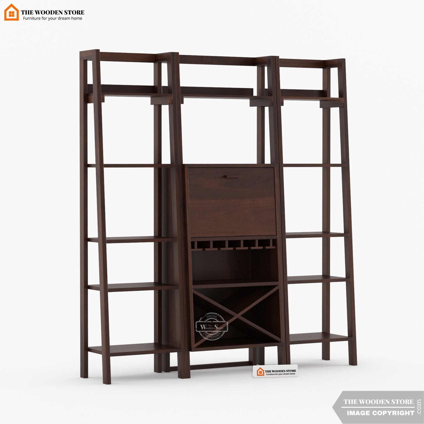 Teaire Large Bar Cabinet (Walnut Finish)