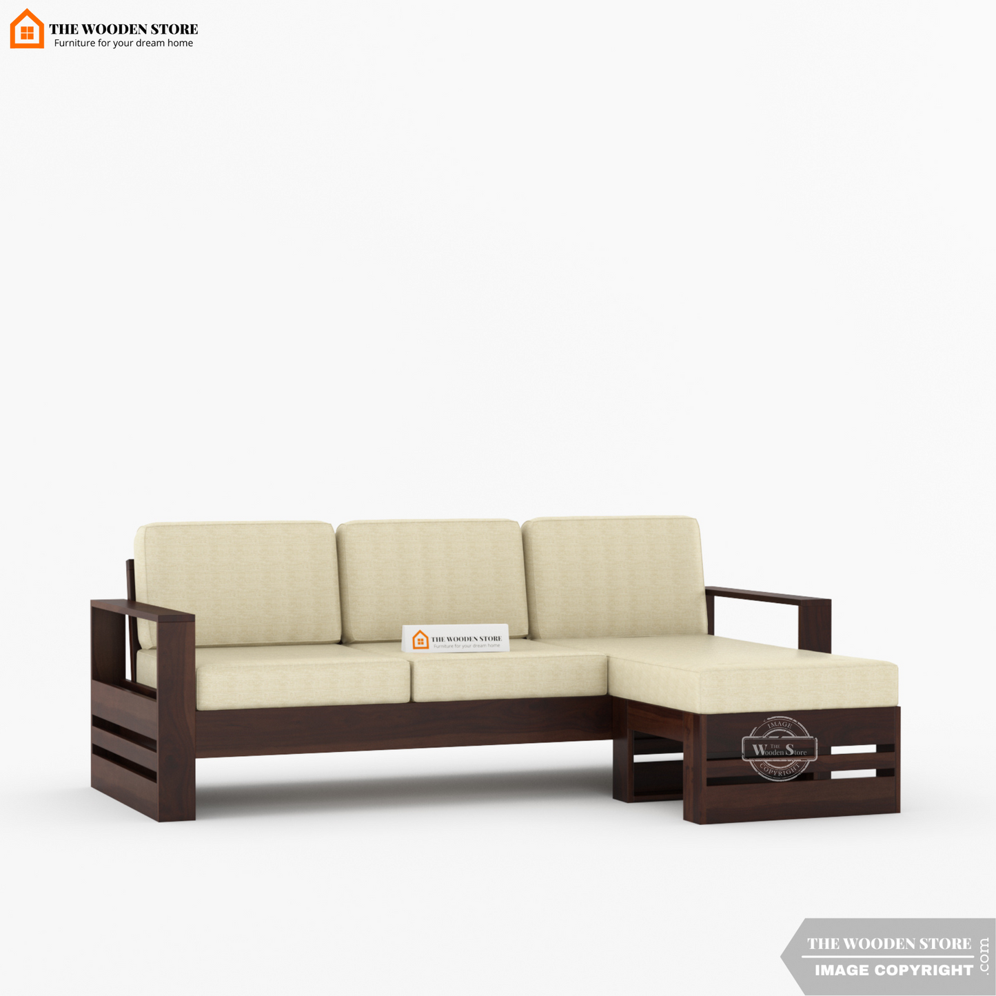 Victor L-Shaped Sofa (Walnut Finish)