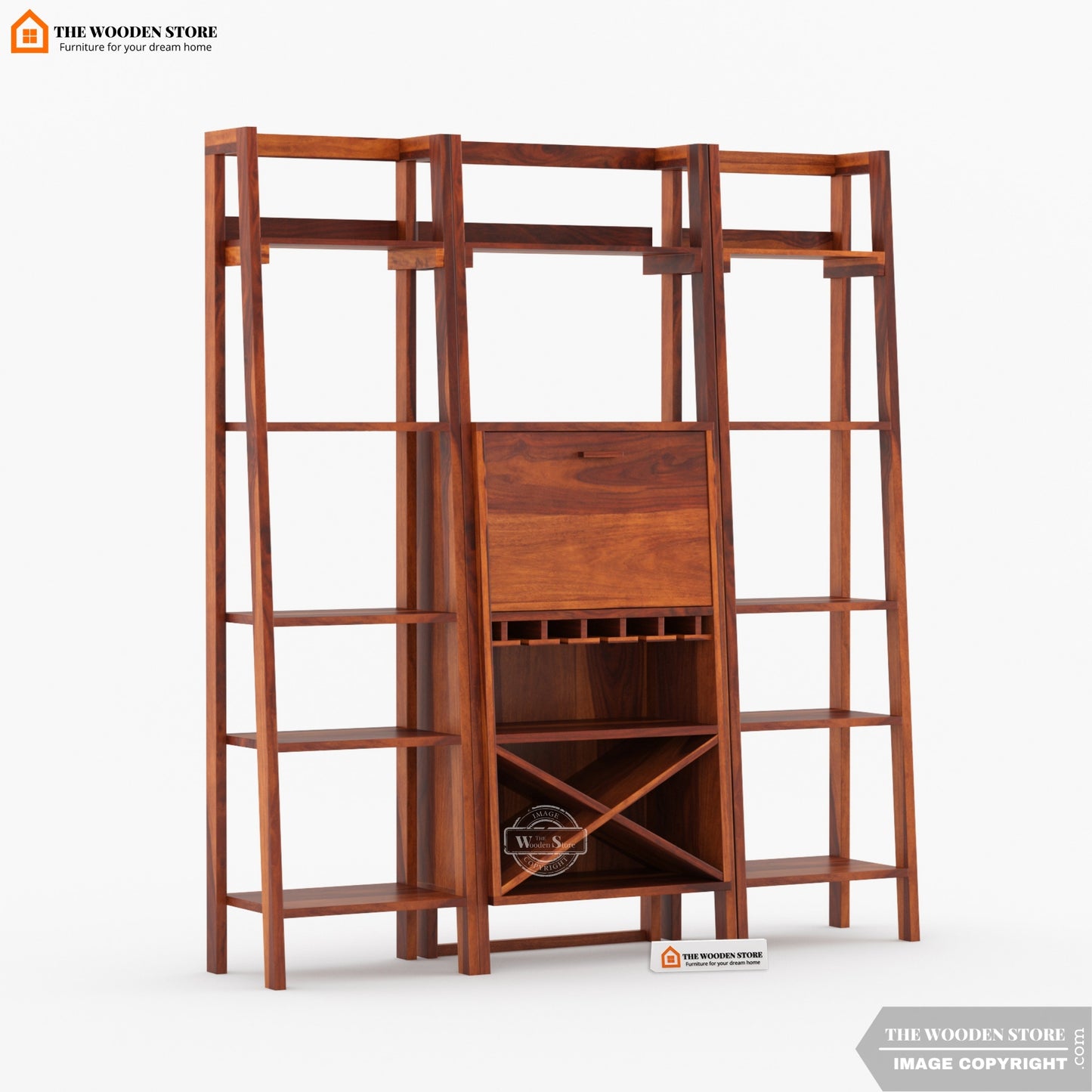 Teaire Large Bar Cabinet (Honey Finish)