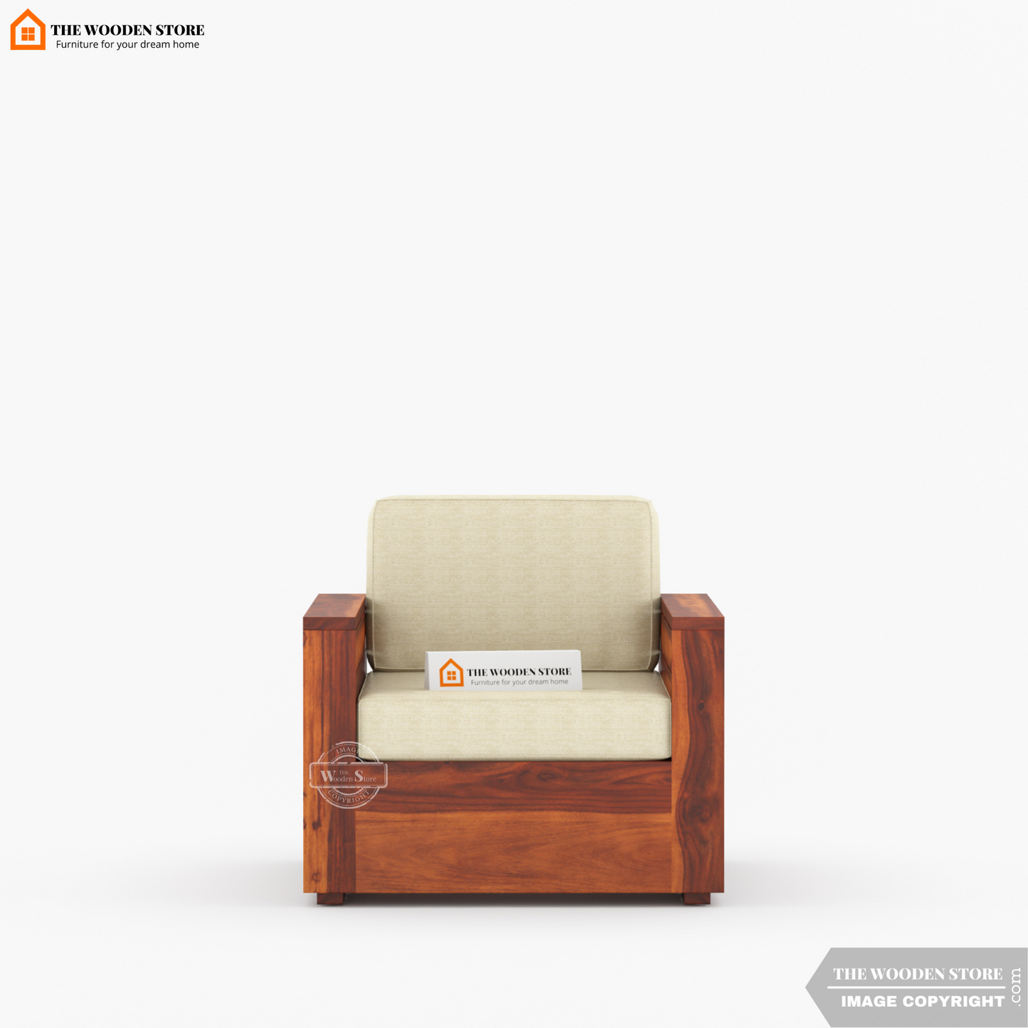 Peter 3+1+1 Wooden Sofa Set (Honey Finish)