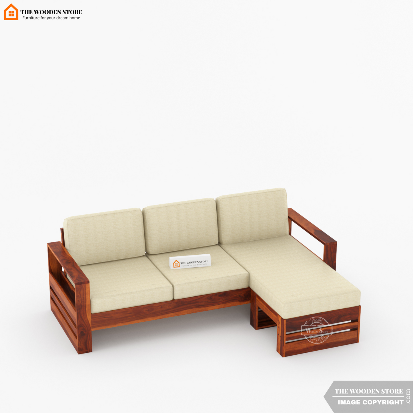 Victor L-Shaped Sofa (Honey Finish)
