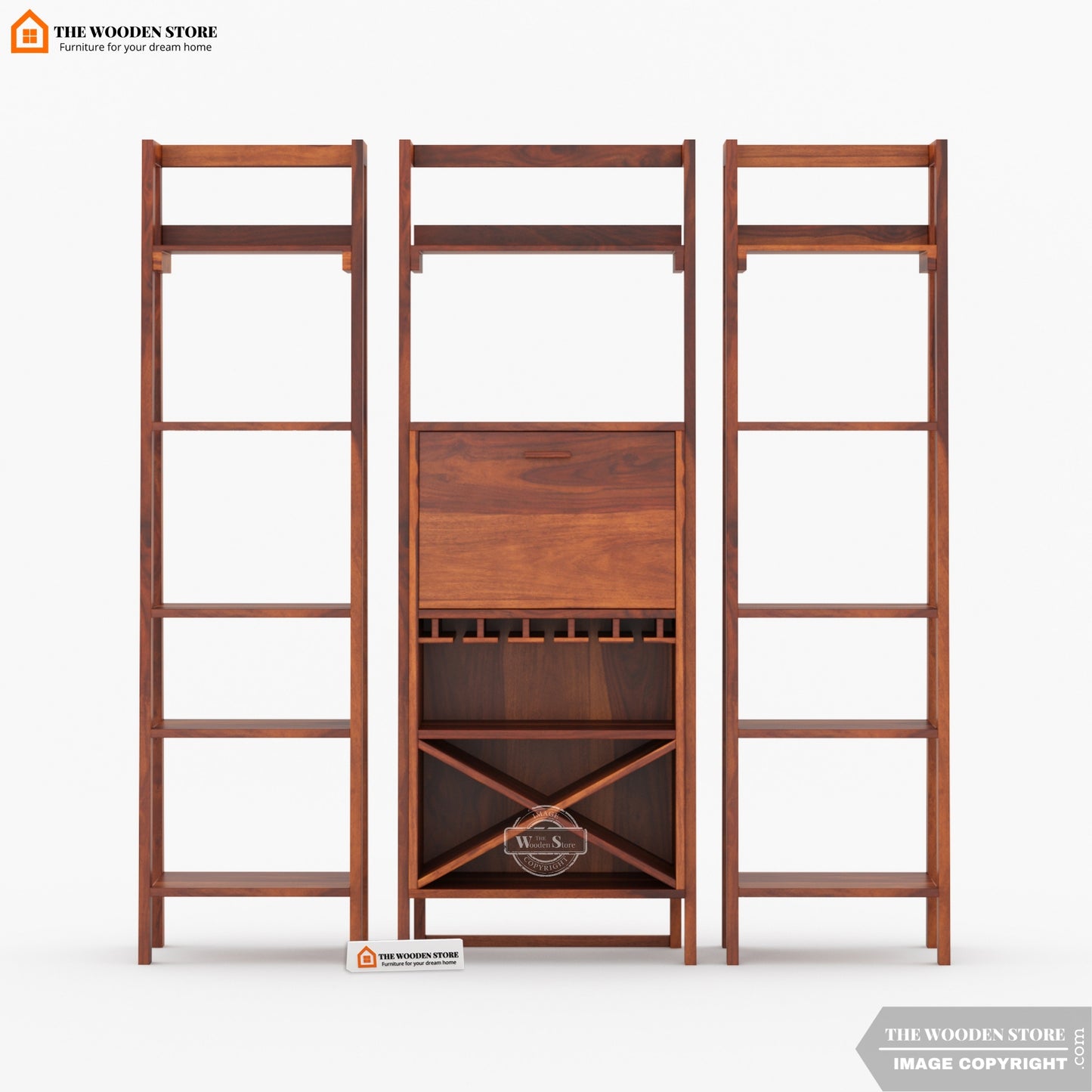 Teaire Large Bar Cabinet (Honey Finish)