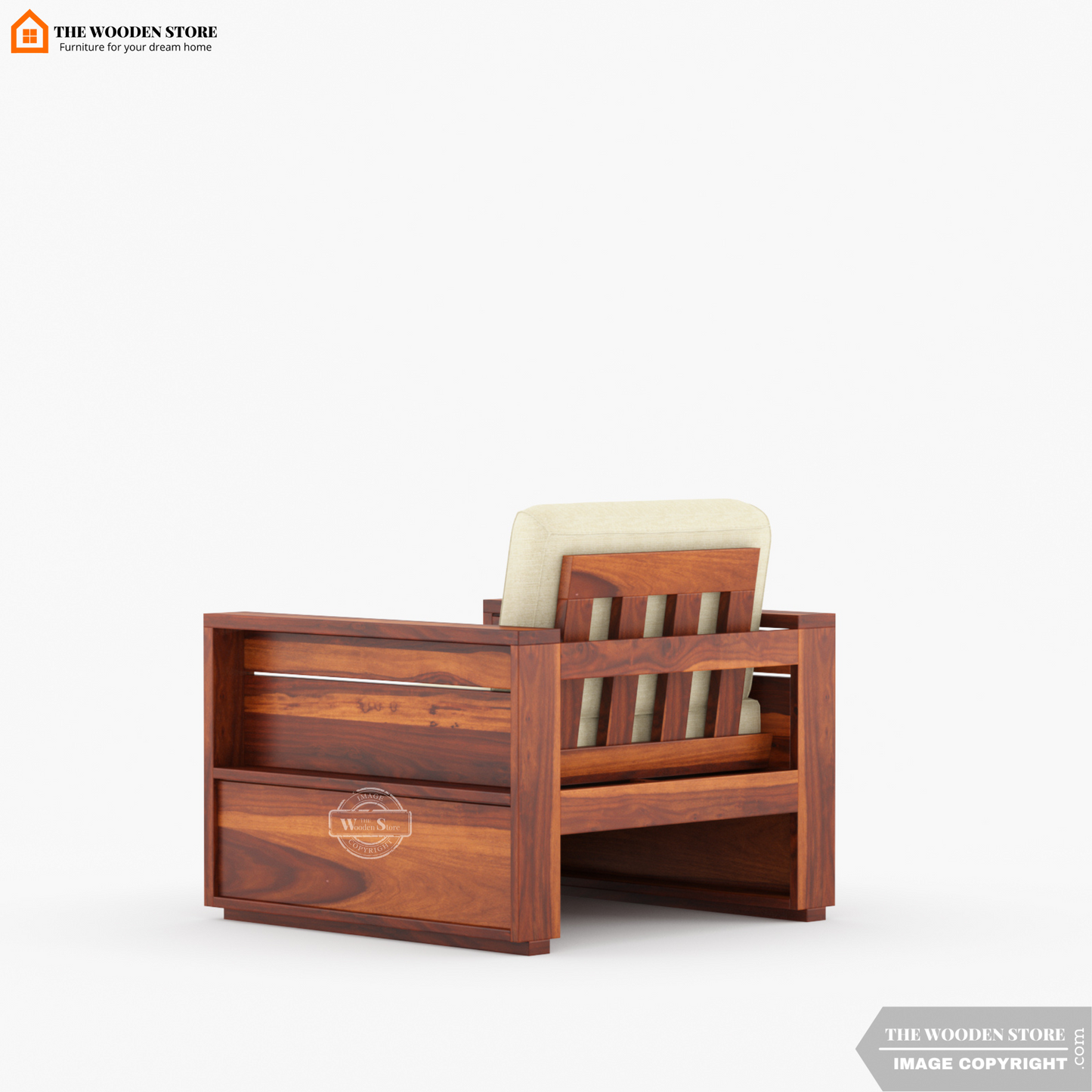 Peter 3+1+1 Wooden Sofa Set (Honey Finish)