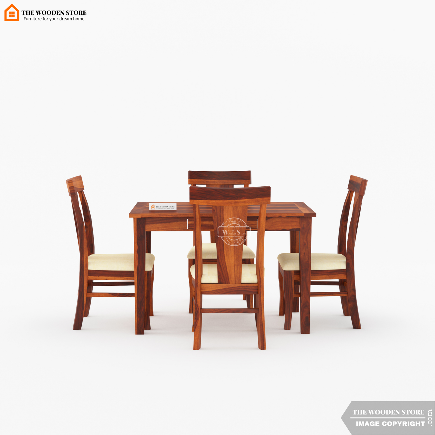 Velma 4 Seater Dining Set (Honey Finish)