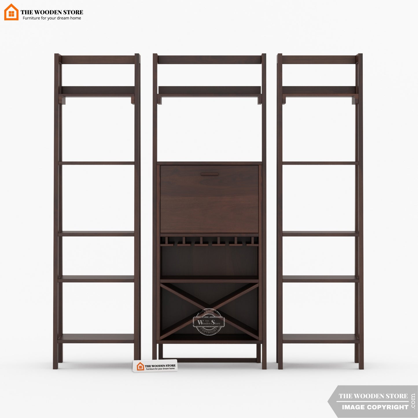 Teaire Large Bar Cabinet (Walnut Finish)